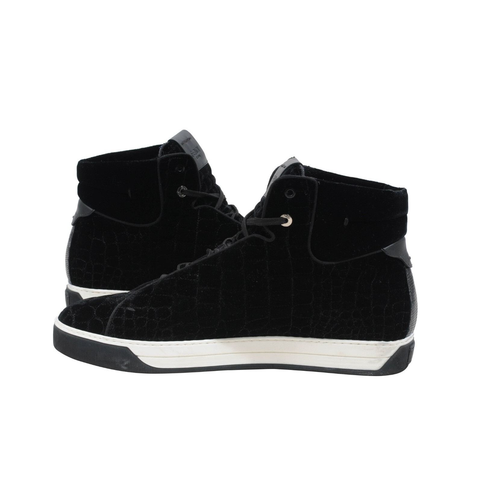 Fendi High Top Sneaker Black Velour Croc Stamped Ru Size US 12 / EU 45 - 5 Thumbnail
