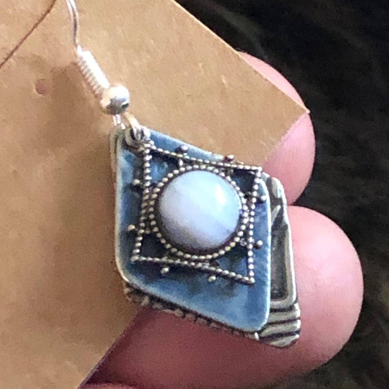 Jewelry Faux moonstone layered disc fish hook earrings Size ONE SIZE - 3 Thumbnail