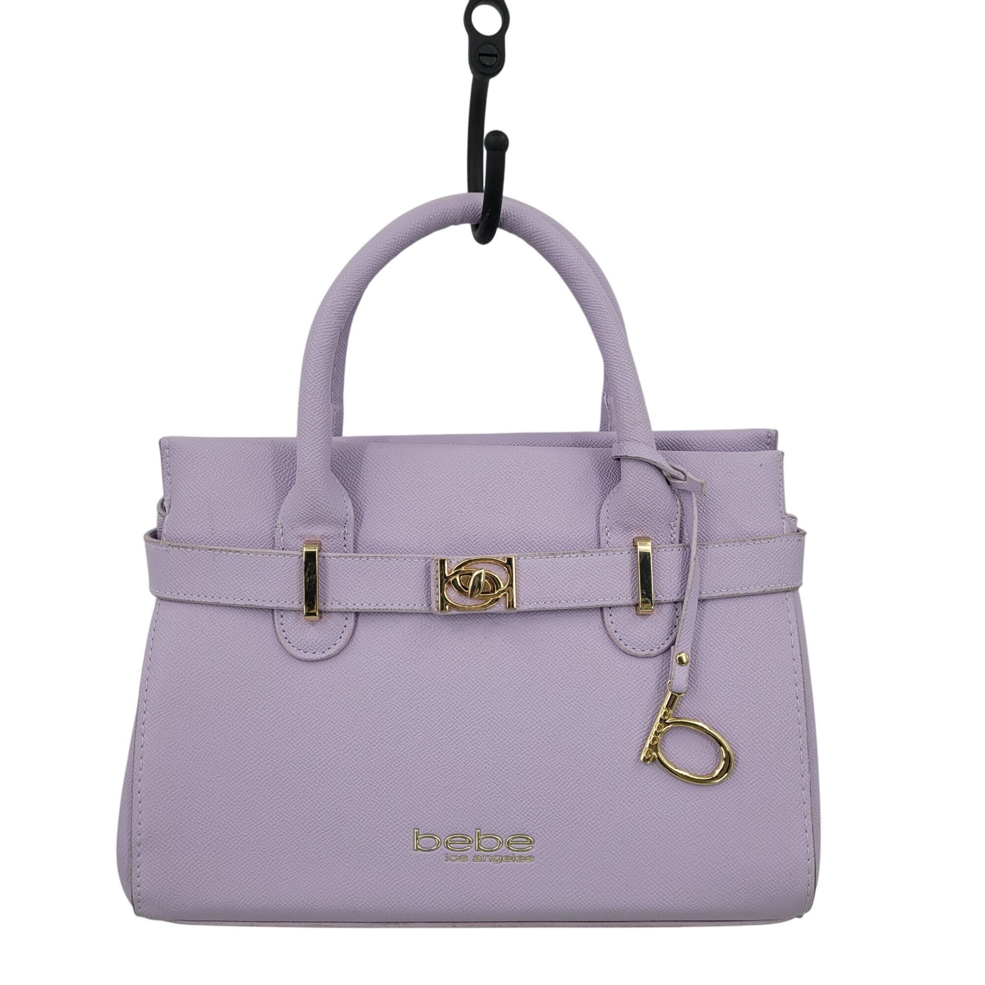 Bebe Womens Vegan Evie Satchel Bag Lilac Pastel Purple Faux