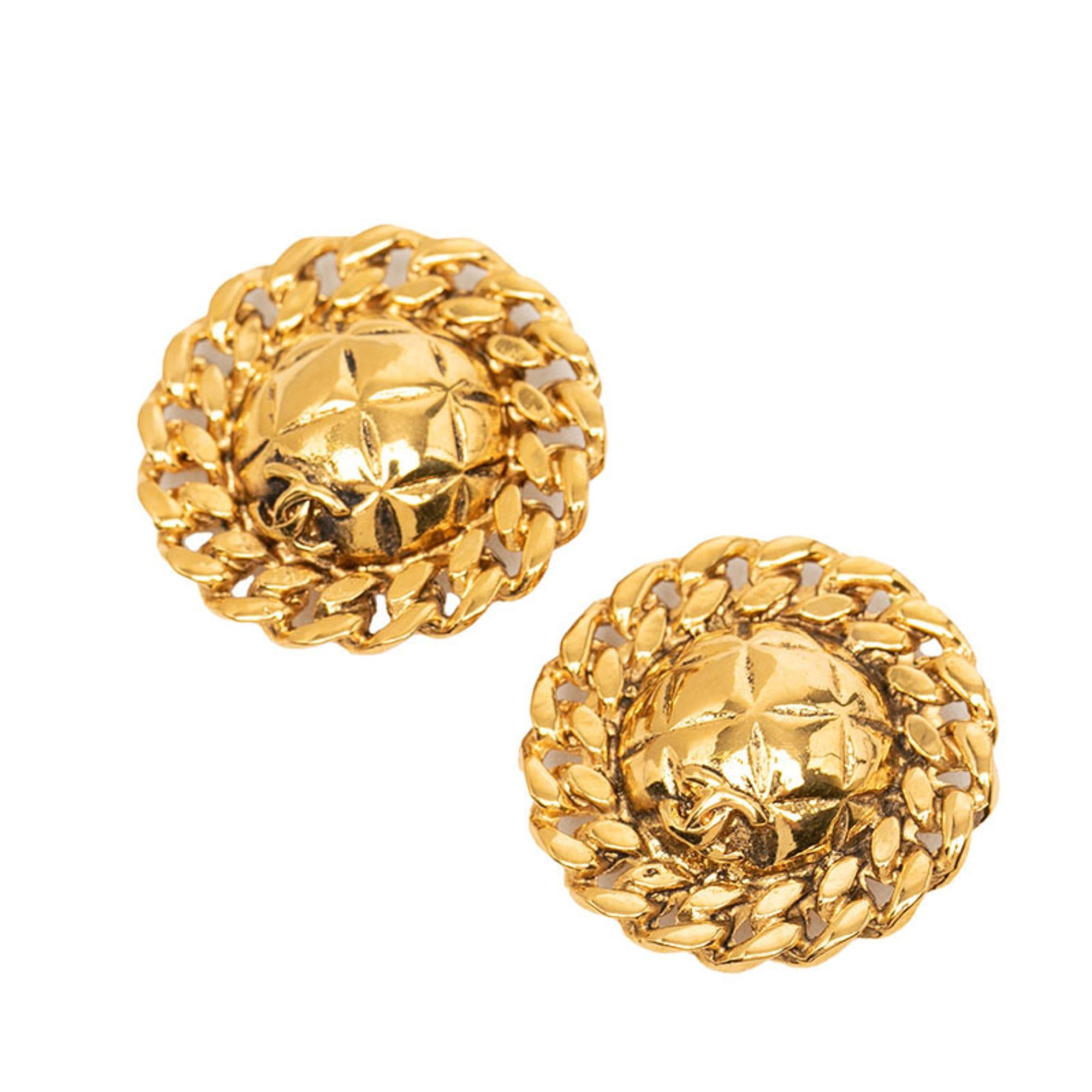 Chanel Chanel Coco Mark Matelassé Chain Earrings, Gold Plated (GP), Women's. Size ONE SIZE - 1 Thumbnail