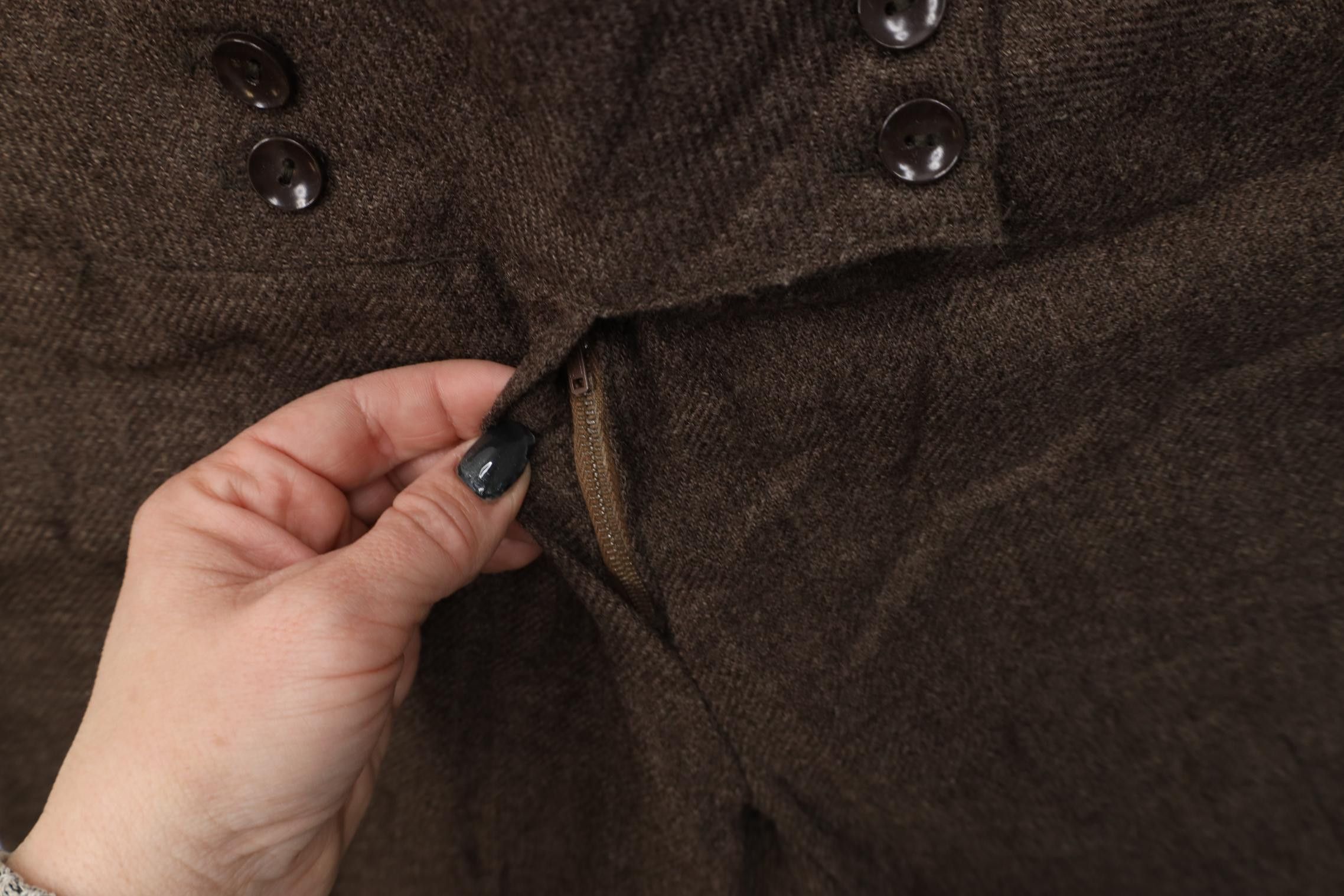 Vintage Deadstock Vintage 60s Wool Tweed Wide Leg Bell Bottoms Pants Size 29" - 5 Thumbnail