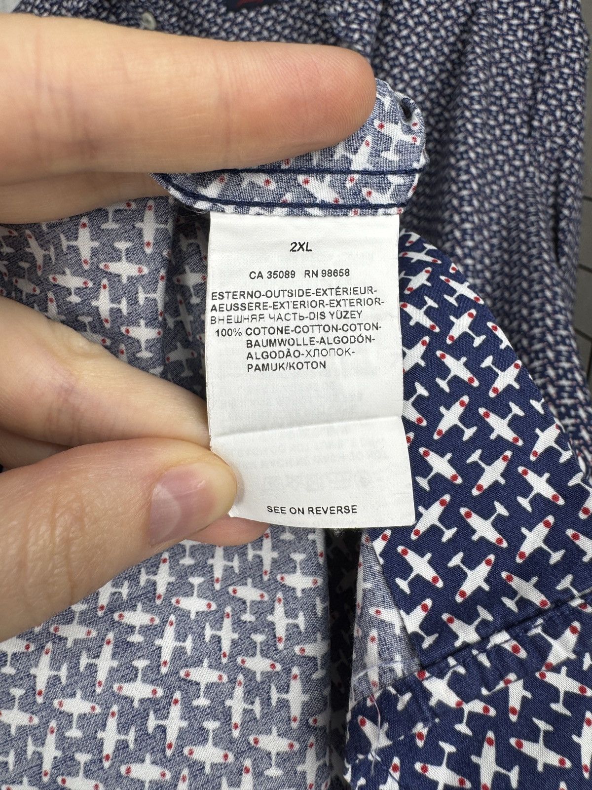 Paul & Shark Paul & Shark Blue Airplane pattern long sleeve shirt Size US XXL / EU 58 / 5 - 10 Thumbnail