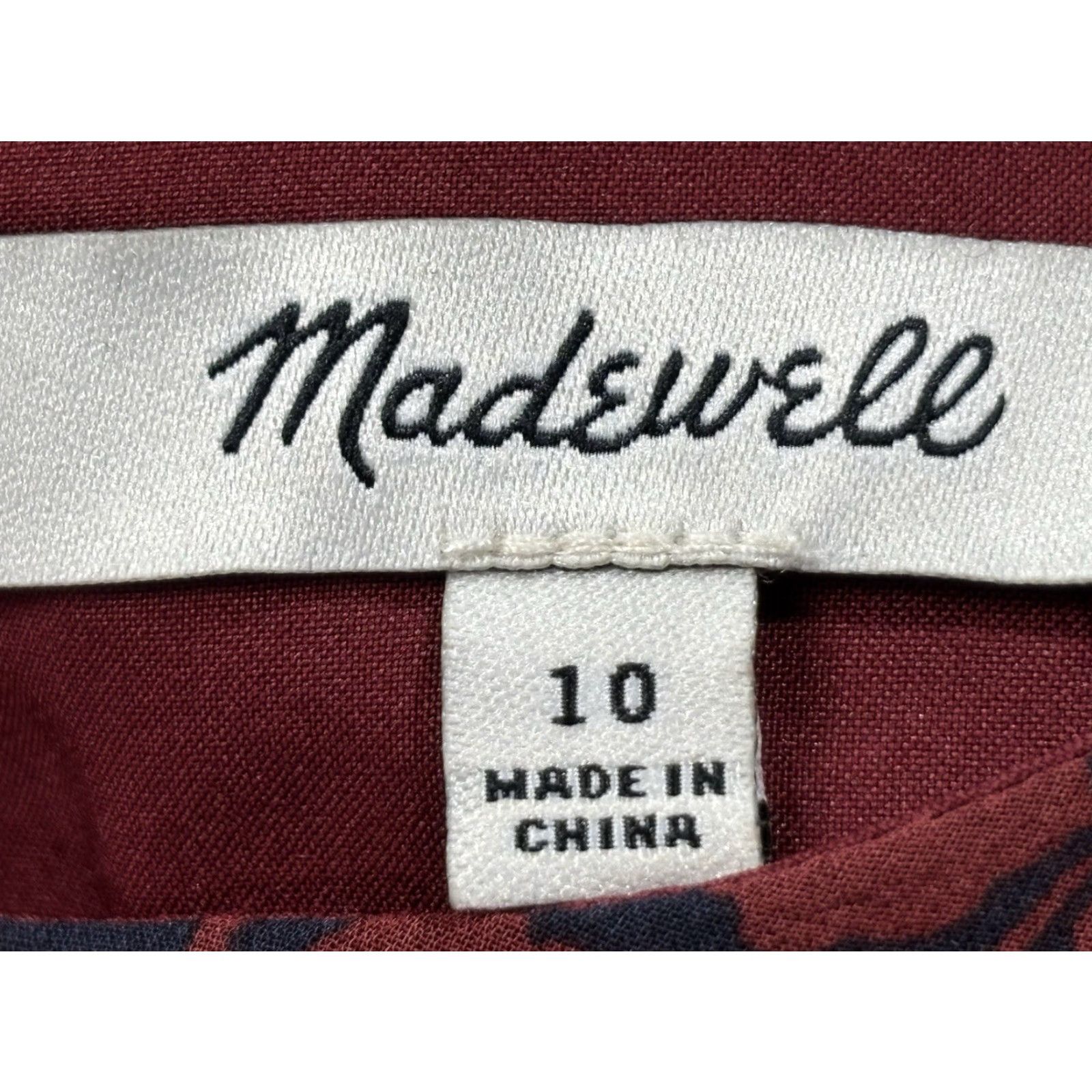 Madewell Madewell Dress Womens 10 Silk Floral Short Sleeve Burgundy Navy A-Line Party/Cocktail Size 32" / US 10 / IT 46 - 7 Thumbnail