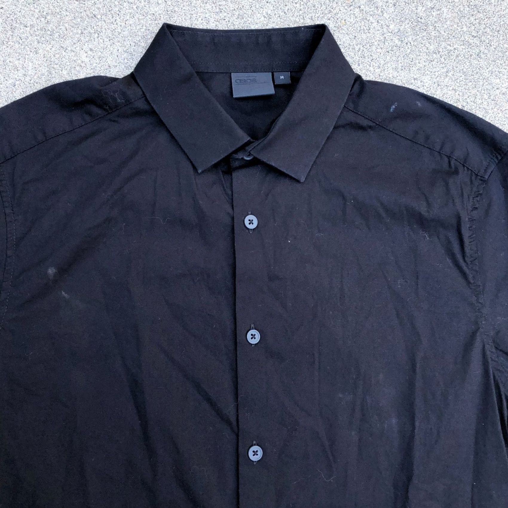 Asos ASOS Button-Down Shirt Men MEDIUM Black Fitted Top Short Sleeve Button Up Shirt Size US M / EU 48-50 / 2 - 2 Thumbnail