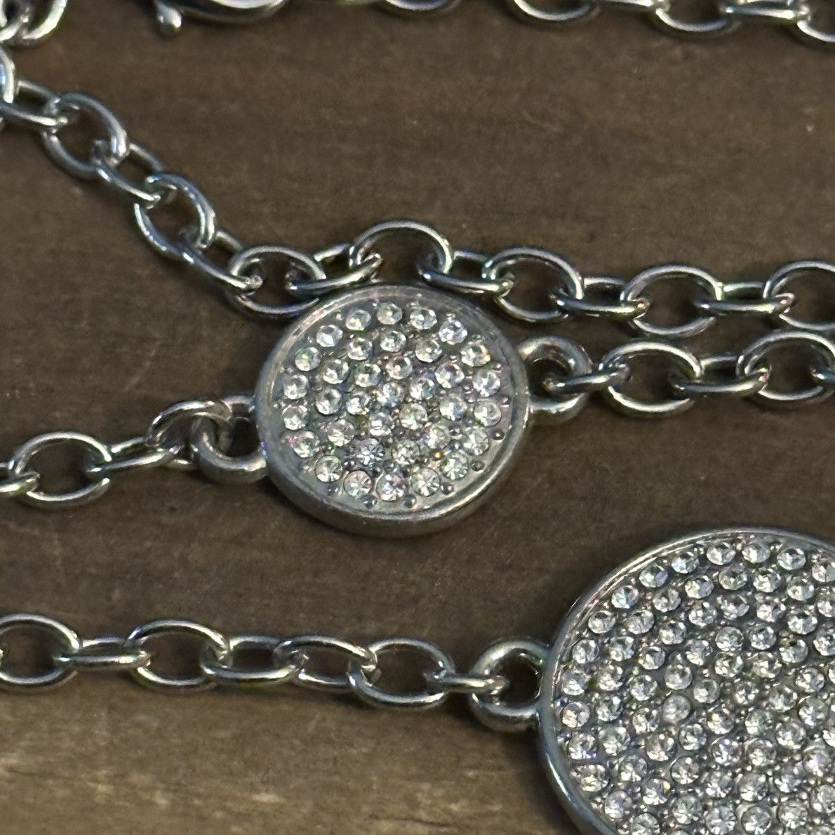 Other Silver tone station rhinestone disc necklace Size ONE SIZE - 4 Thumbnail