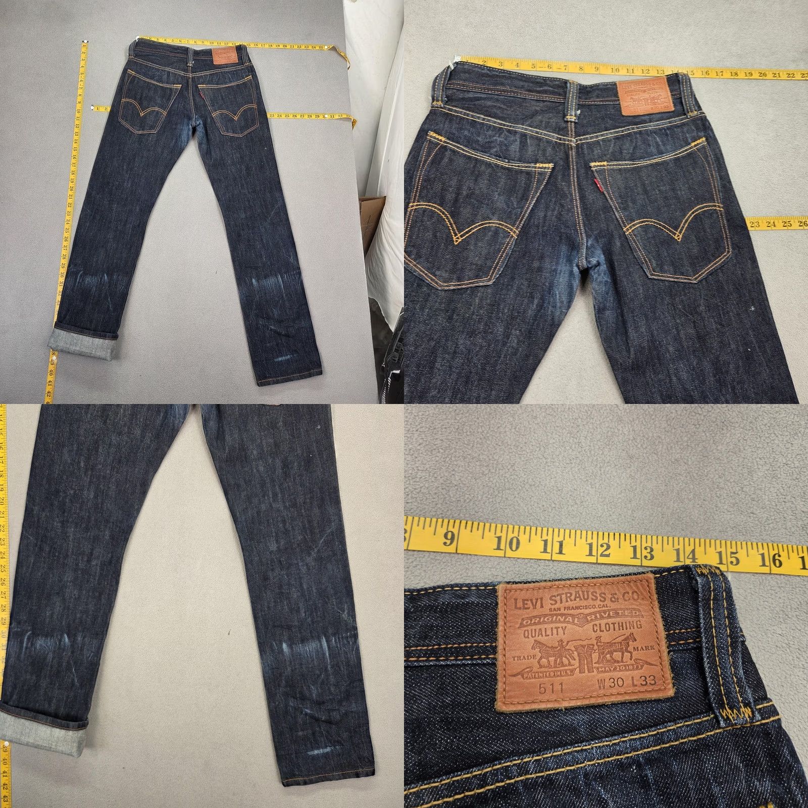 Levi's Levi's 511 Jeans Mens Dark Wash Slim Raw Selvedge Denim 28x30 Size US 28 / EU 44 - 8 Thumbnail