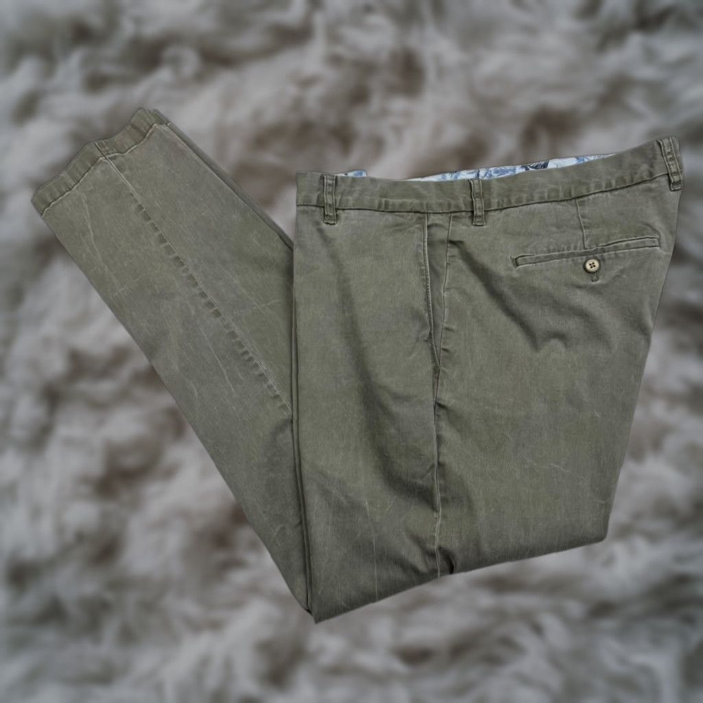 Tommy Bahama Men's Flat Front Pants Gray 40x32 Cotton Lyocell Chino Casual Pockets