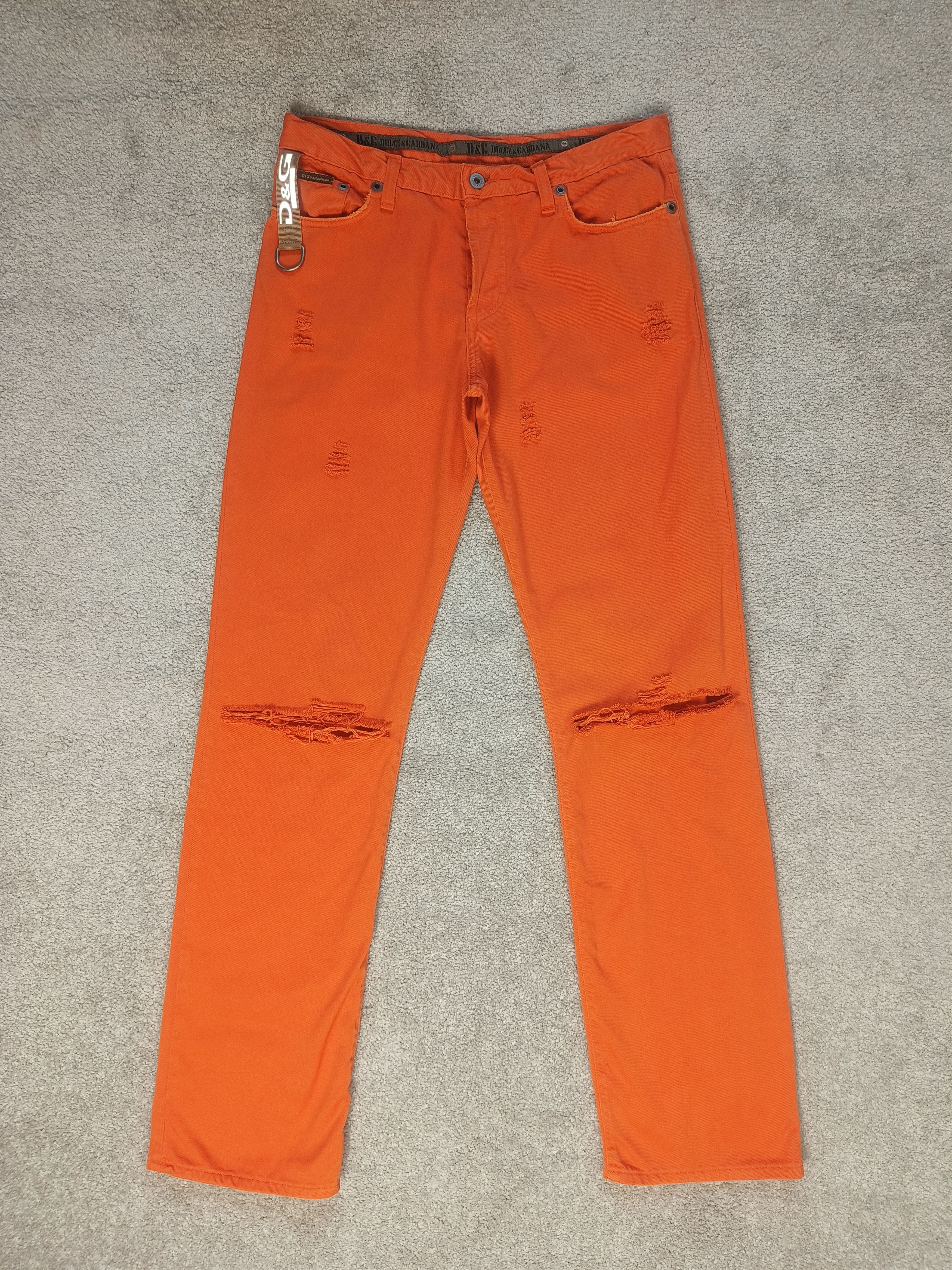Dolce & Gabbana Dolce & Gabbana 2000s Orange Distressed Denim Jeans Size US 34 / EU 50 - 1 Thumbnail