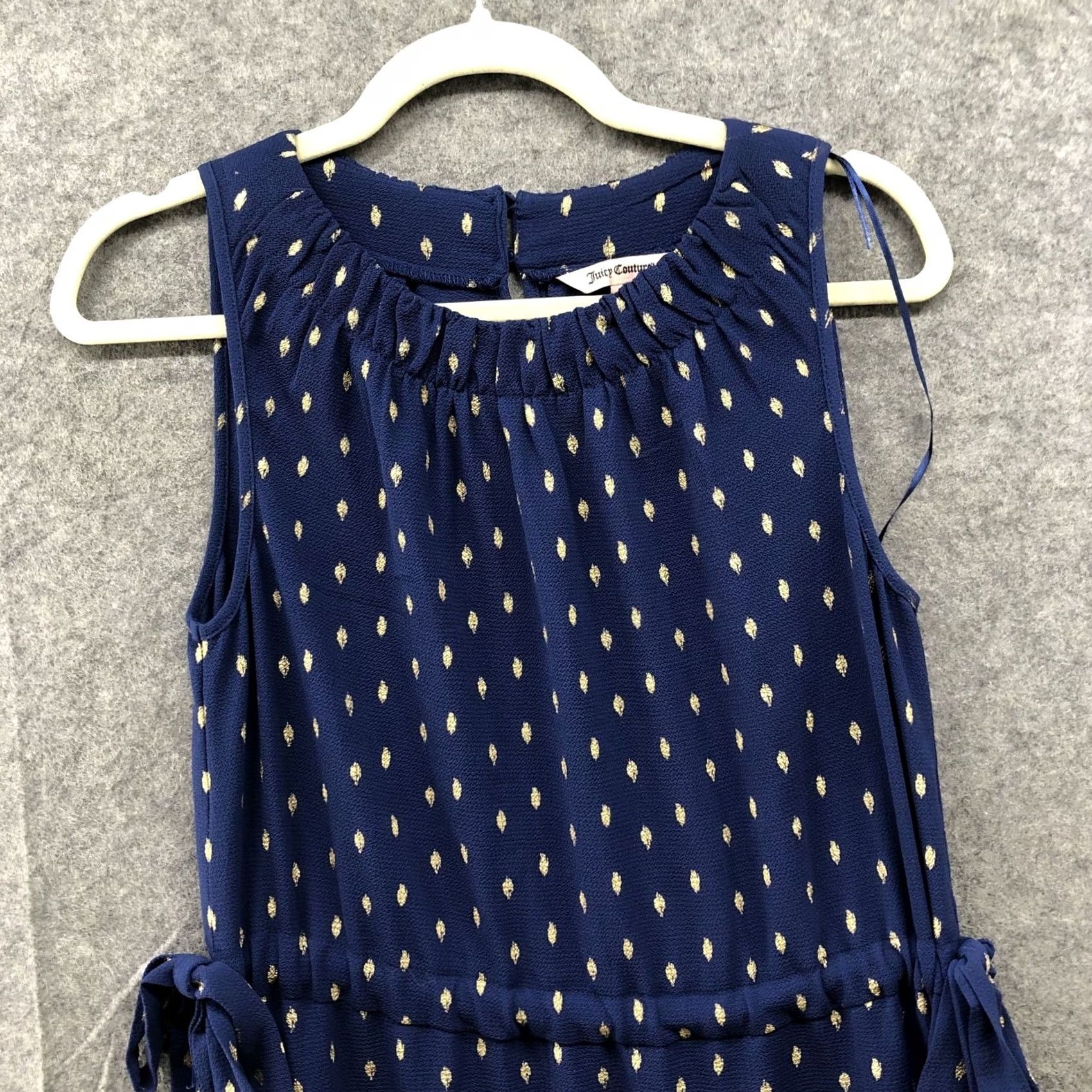 Juicy Couture Juicy Couture Dress Sleeveless Blue Gold Polka Dot Knee Length A-Line M Women Regular Size M / US 6-8 / IT 42-44 - 3 Thumbnail