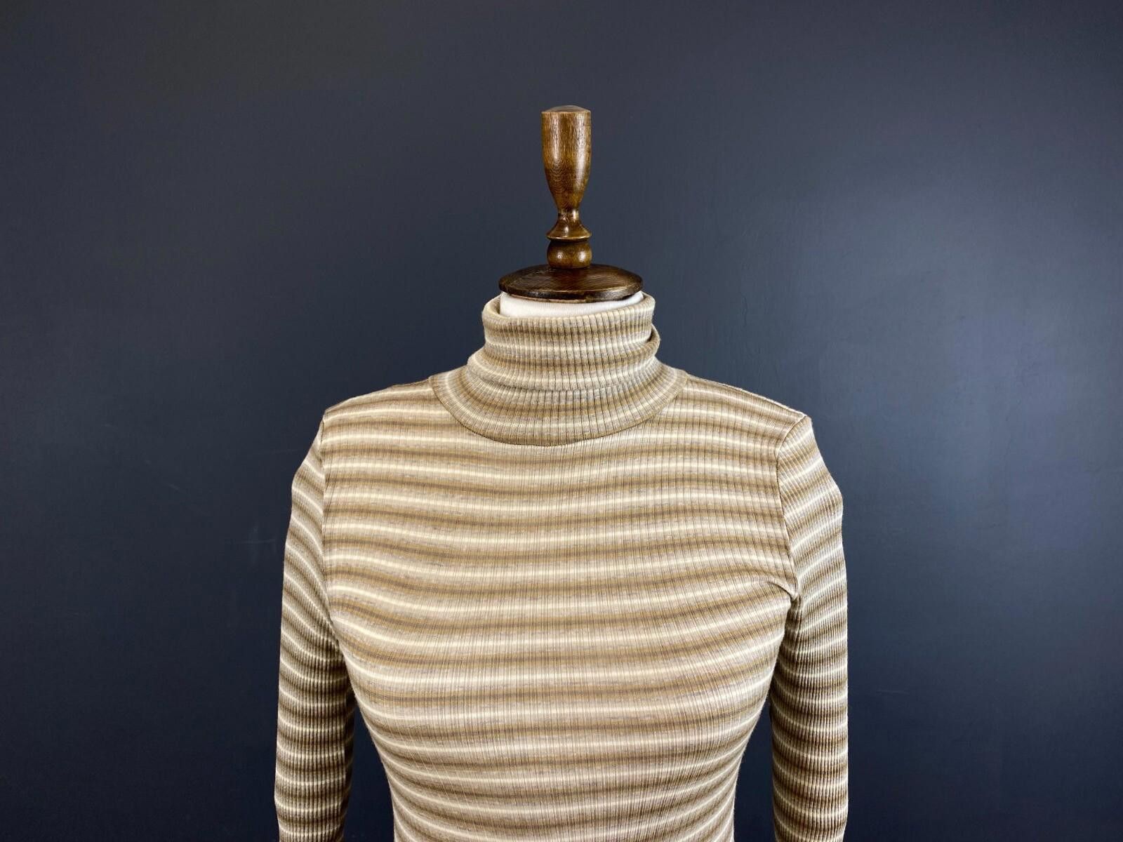 Sonia Rykiel Sonia Rykiel Beige Striped Turtle Neck Knit Sweater Size S Size S / US 4 / IT 40 - 2 Thumbnail