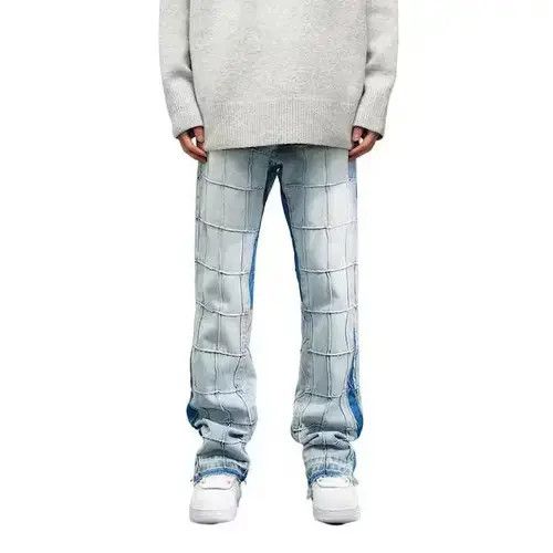 Homemade × Japanese Brand × Jean Blue Plaid Stacked Denim Jeans Size US 32 / EU 48 - 3 Thumbnail