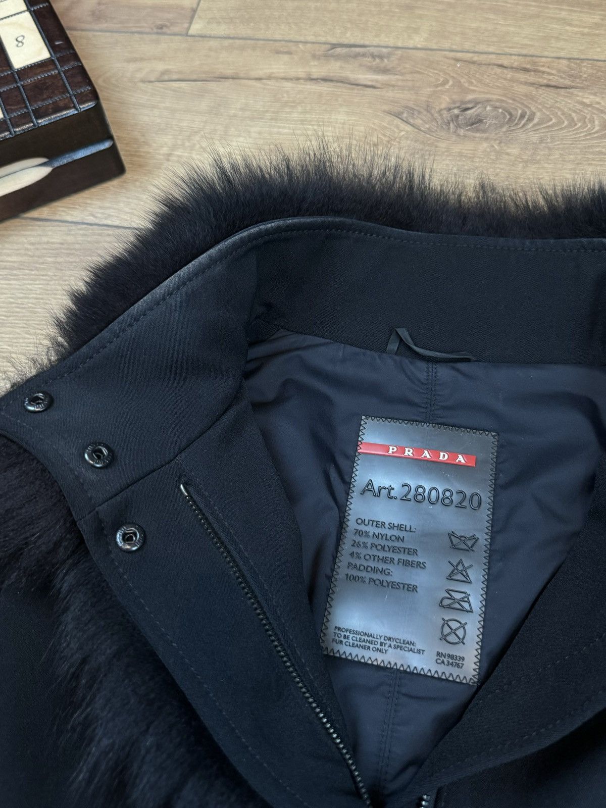 Prada Nylon coat blue fox fur Prada original rare luxury item Size S / US 4 / IT 40 - 4 Thumbnail