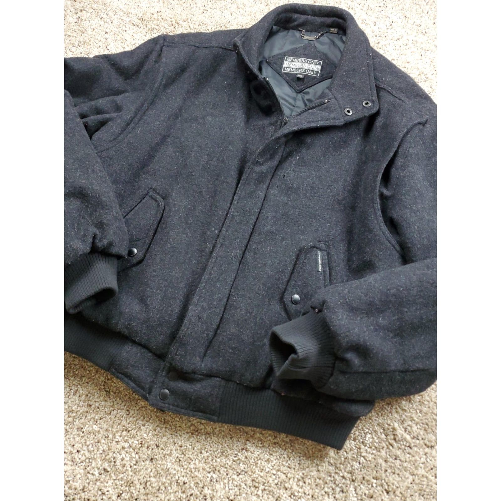Members Only VINTAGE Members Only Jacket Mens 46L Black Wool Bomber Coat Full Zip 80s Size US S / EU 44-46 / 1 - 2 Thumbnail