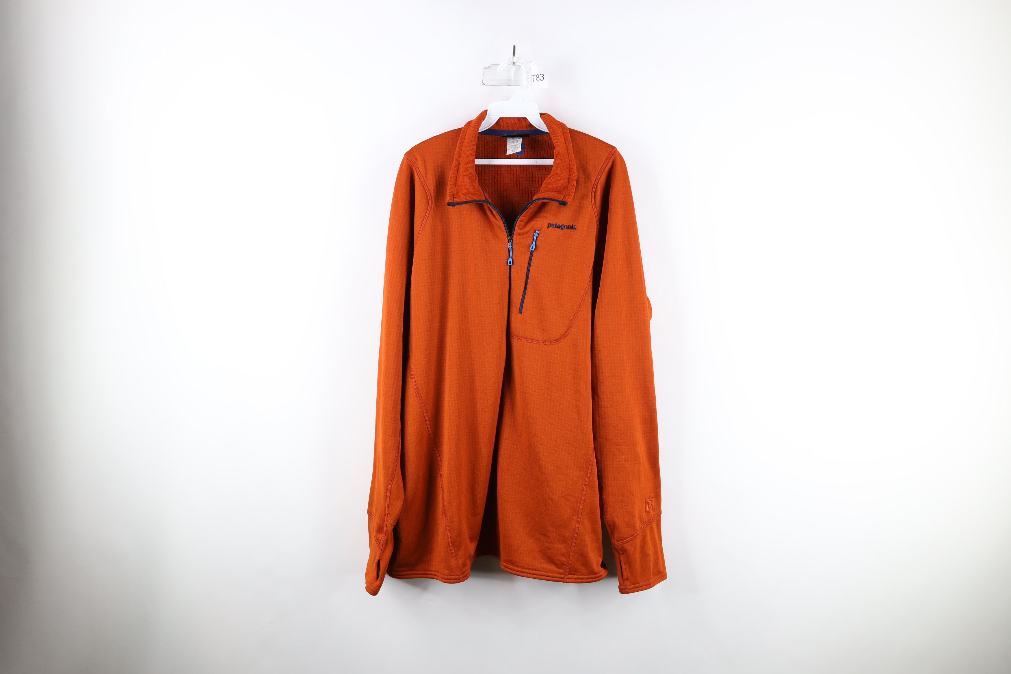 image of Patagonia Out R1 Polartec Fleece Power Dry Half Zip Sweater in Orange, Men's (Size 2XL)