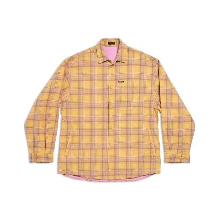 Balenciaga Balenciaga Yellow Checkered Long Sleeve Shirt Size US M / EU 48-50 / 2 - 1 Thumbnail