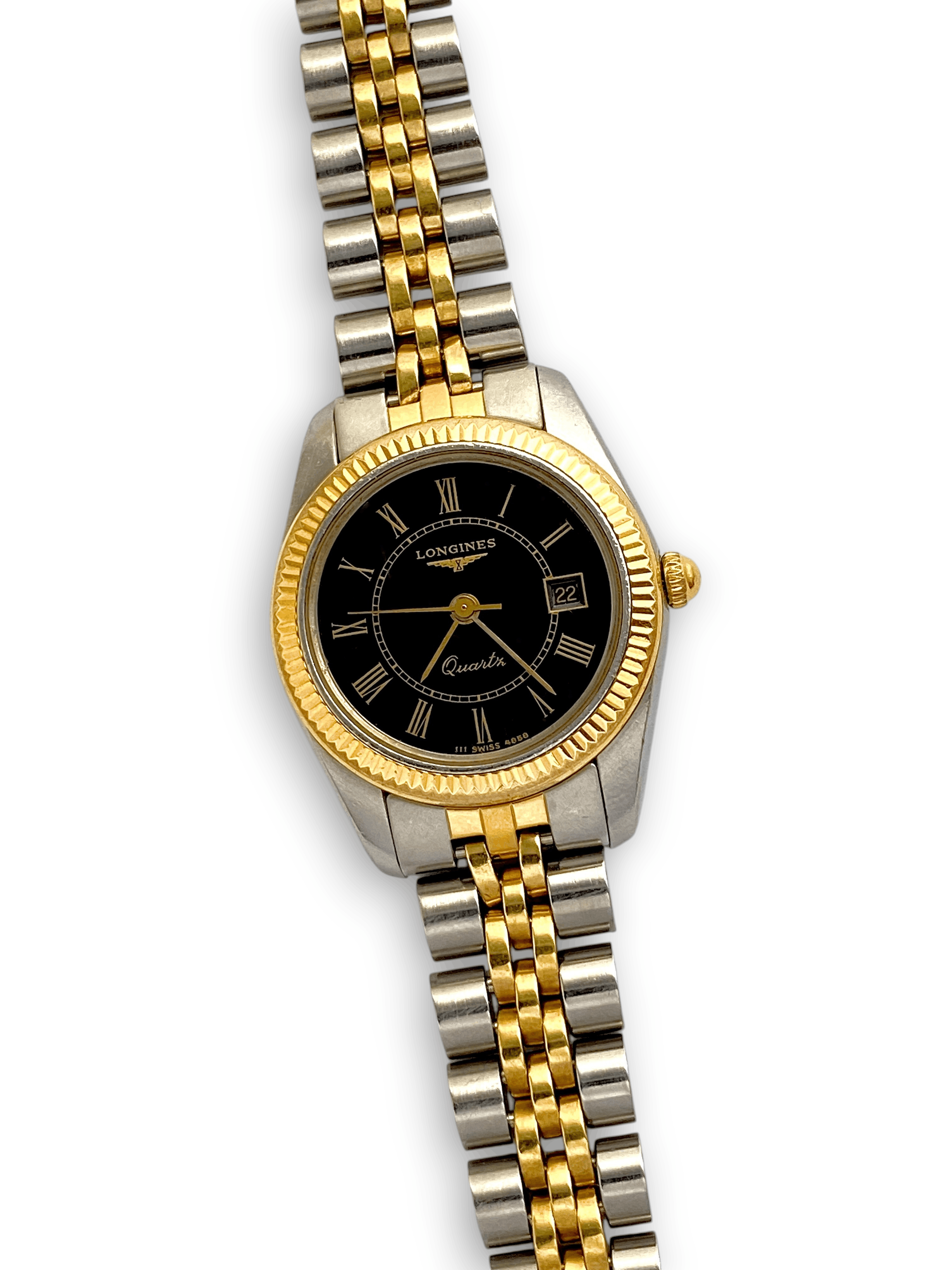 Longines Longines 4858 Black Dial Quartz Ladies Bezel Two Tone Watch Size ONE SIZE - 3 Thumbnail