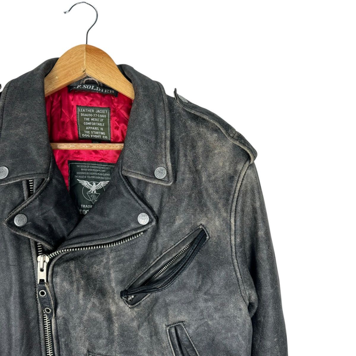 Vintage ☀️DOG FIGHT PERFECTO BIKERS COWHIDE LEATHER JACKET Size US L / EU 52-54 / 3 - 4 Thumbnail