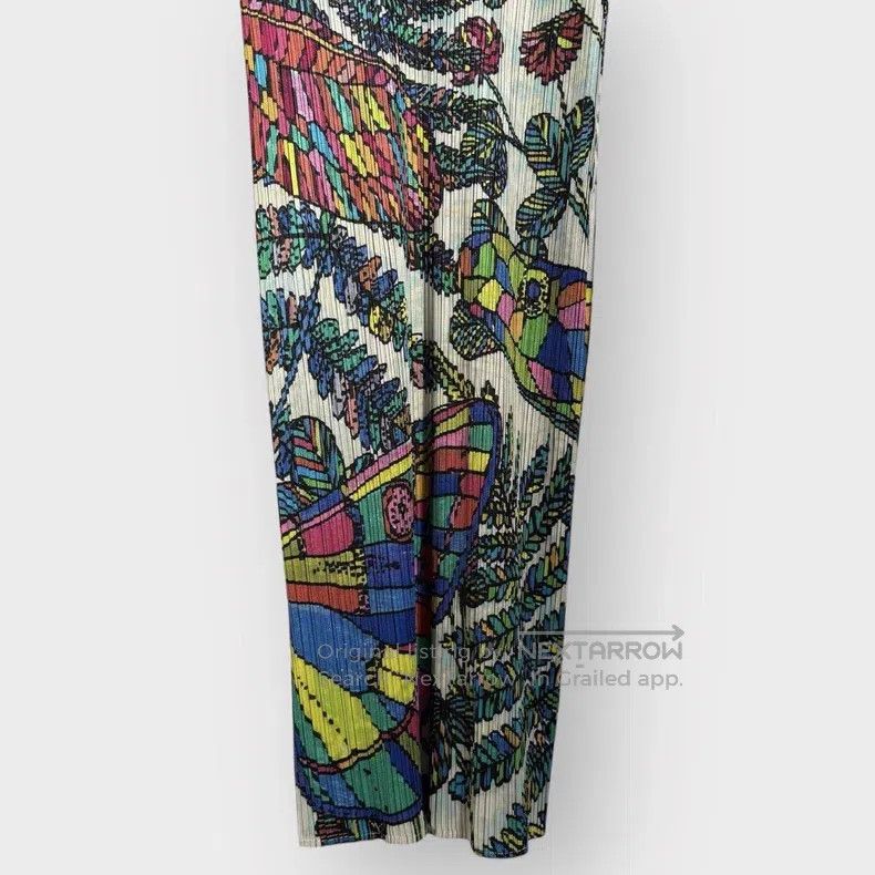 Issey Miyake Issey Miyake Hawaiian Tropical Plant Ruched Crew Neck Dres Size M / US 6-8 / IT 42-44 - 6 Thumbnail