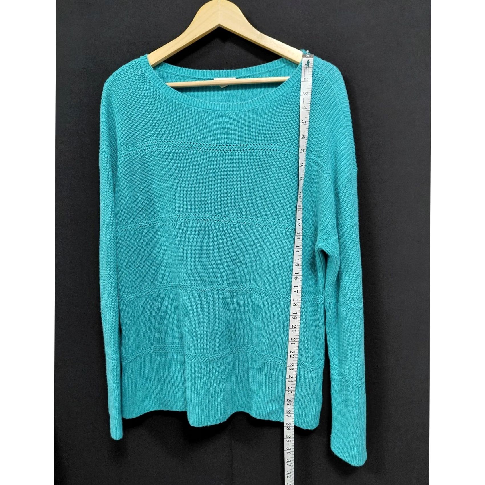 Talbots TALBOTS 100% Cotton Sweater Teal Solid Knit Women XL Crew Neck Long Sleeve Pullover Casual Travel Vintage No Size XL / US 12-14 / IT 48-50 - 6 Thumbnail
