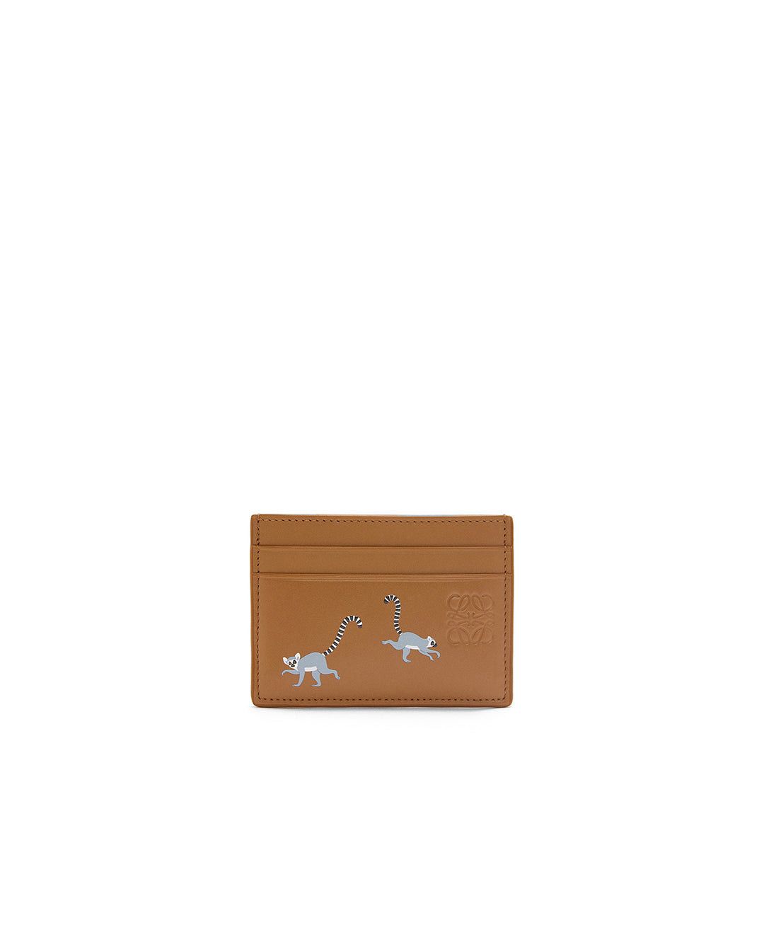 image of Loewe Leather Card Holder in Brown, Women's