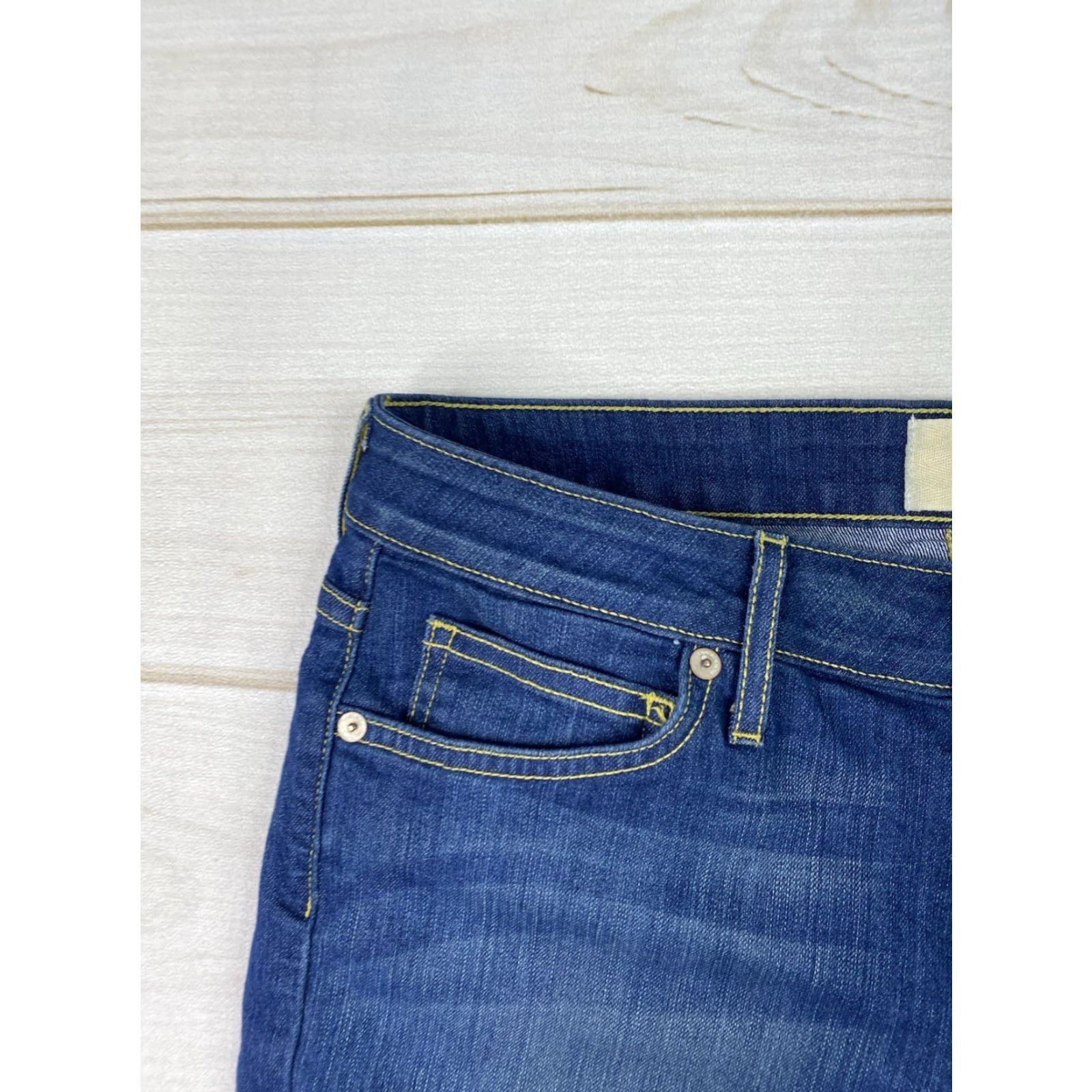 Vintage Rich & Skinny Jeans Women Dark Wash Sz 29 Low Rise Ankle Distressed Stretch 5-Pocket Denim Size 29" - 2 Thumbnail