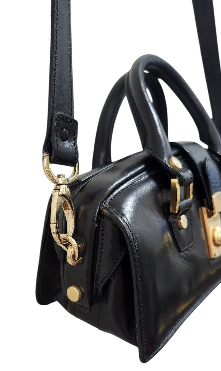 Other Francesco Rogani Black Leather Structured Handbag Gold Size ONE SIZE - 6 Thumbnail