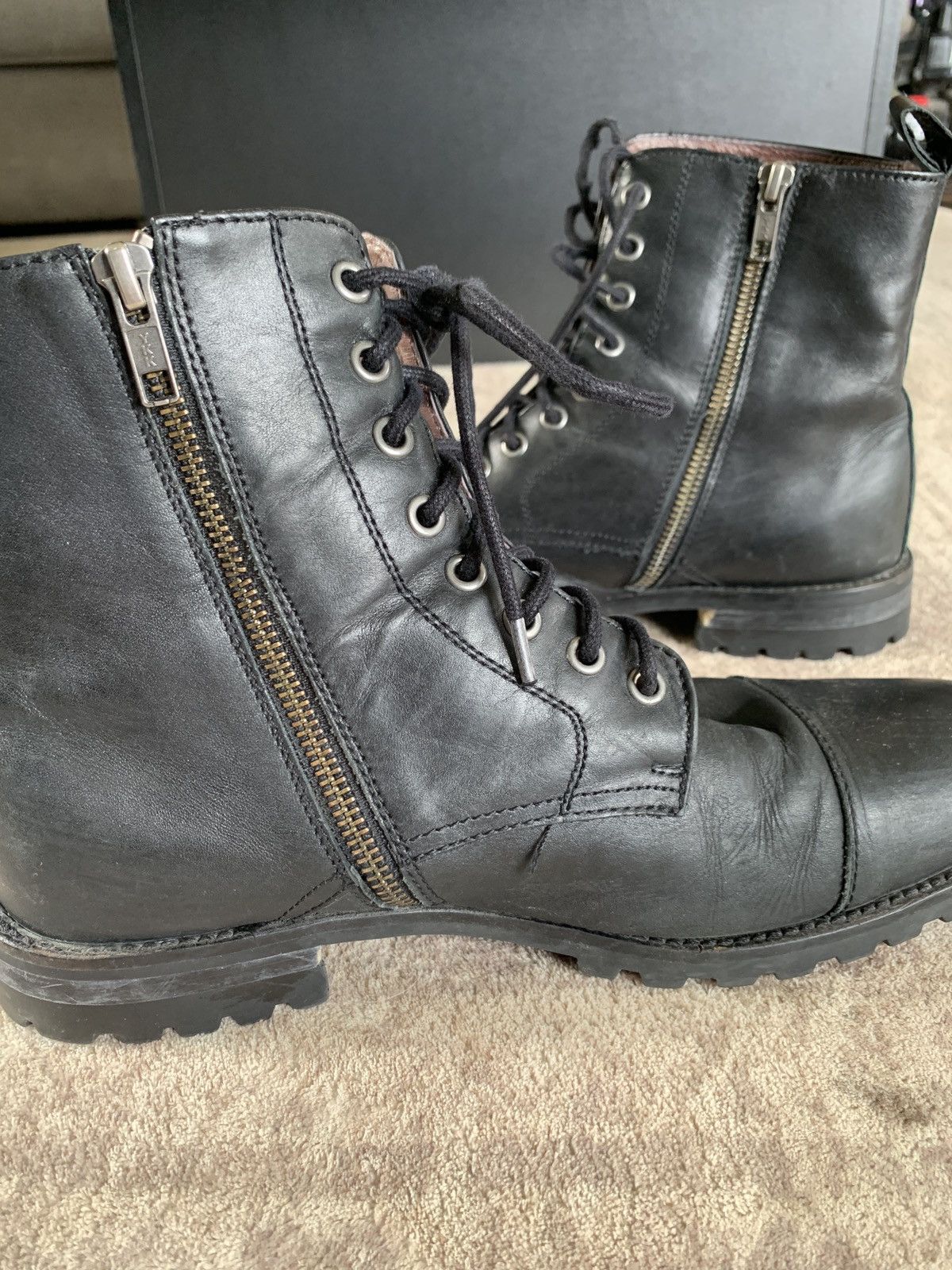 Other Blake McKay Bryan Black Leather Cap Toe Combat Boot Side Zip Size US 9 / EU 42 - 3 Thumbnail