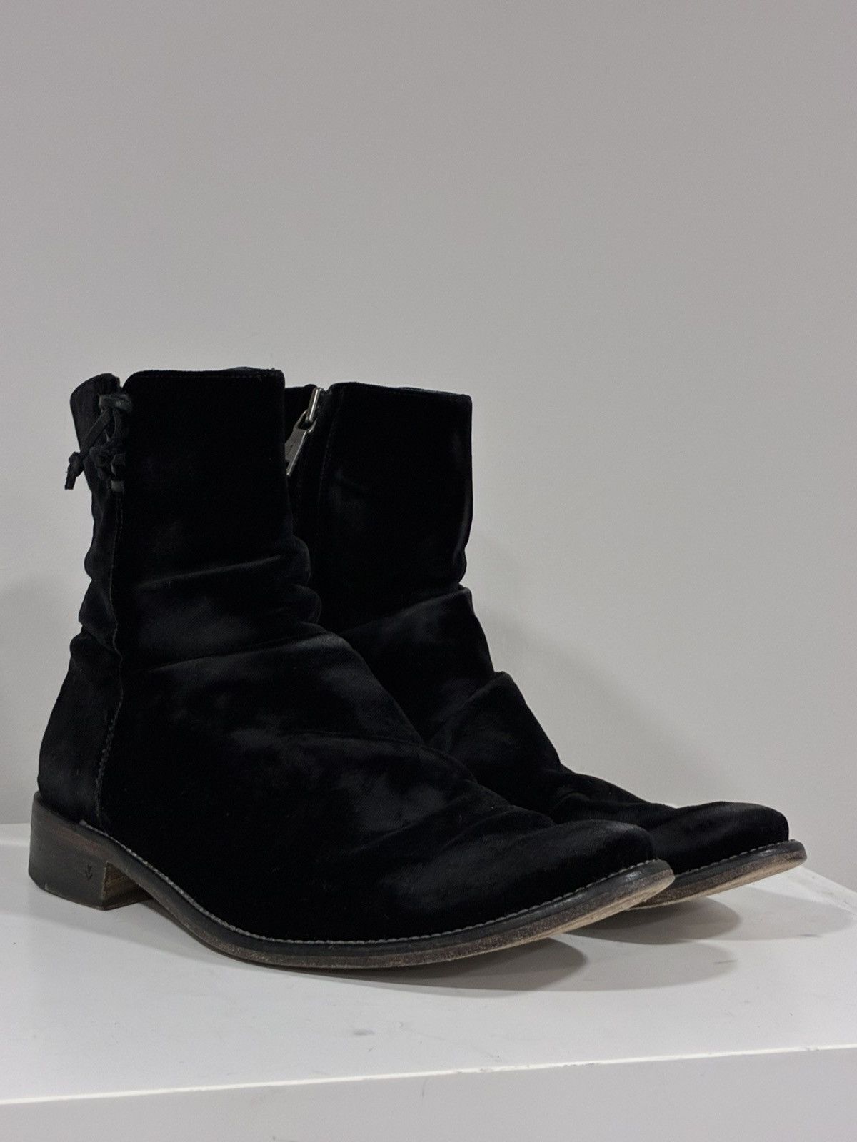 John Varvatos Richards Sharpei Distressed Velvet Leather Boot 8 Size US 8 / EU 41 - 3 Thumbnail