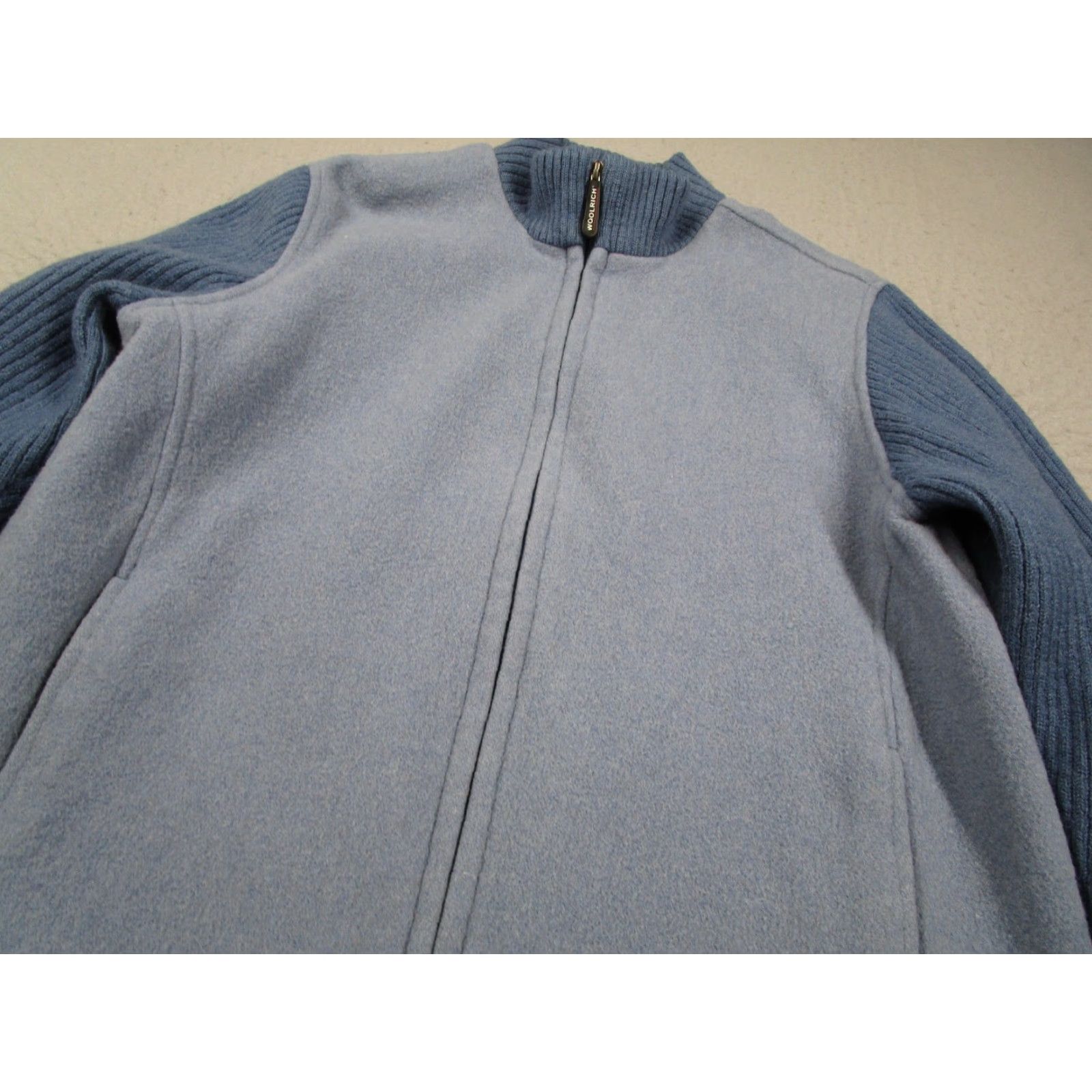 Vintage VINTAGE Woolrich Jacket Womens M Blue Haze Heather Full Zip Knit Wool 100% Short Hip-Length Casual Travel Outdoor Mens Womens Size M / US 6-8 / IT 42-44 - 2 Thumbnail