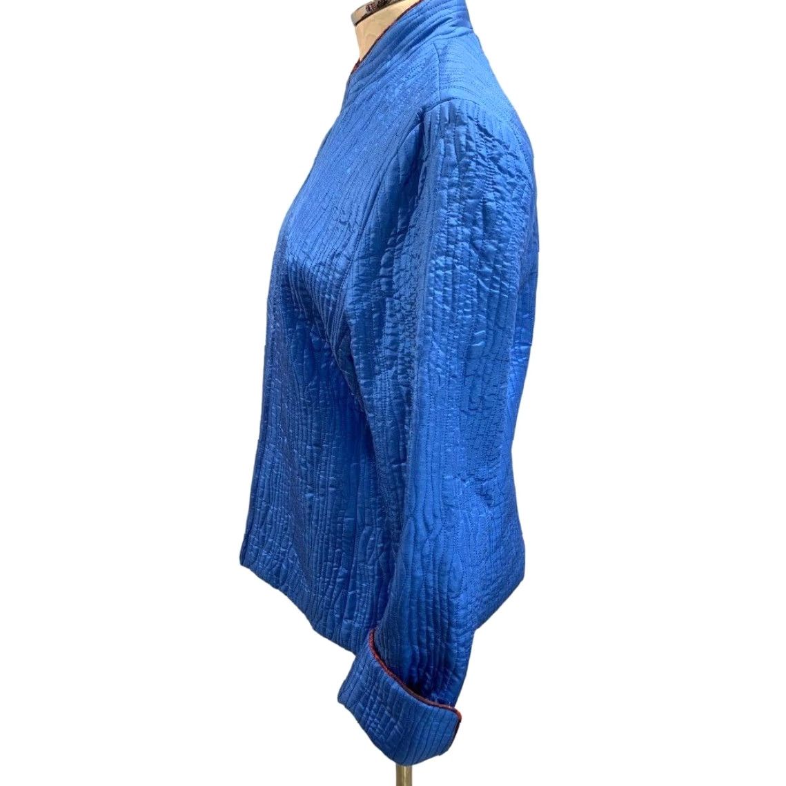 Vintage VINTAGE? (No) Large Carol Little Women's Blue SilK Quilted Full Zip Jacket L Blue Women Silk Full Zip Jacket Size L / US 10 / IT 46 - 7 Thumbnail