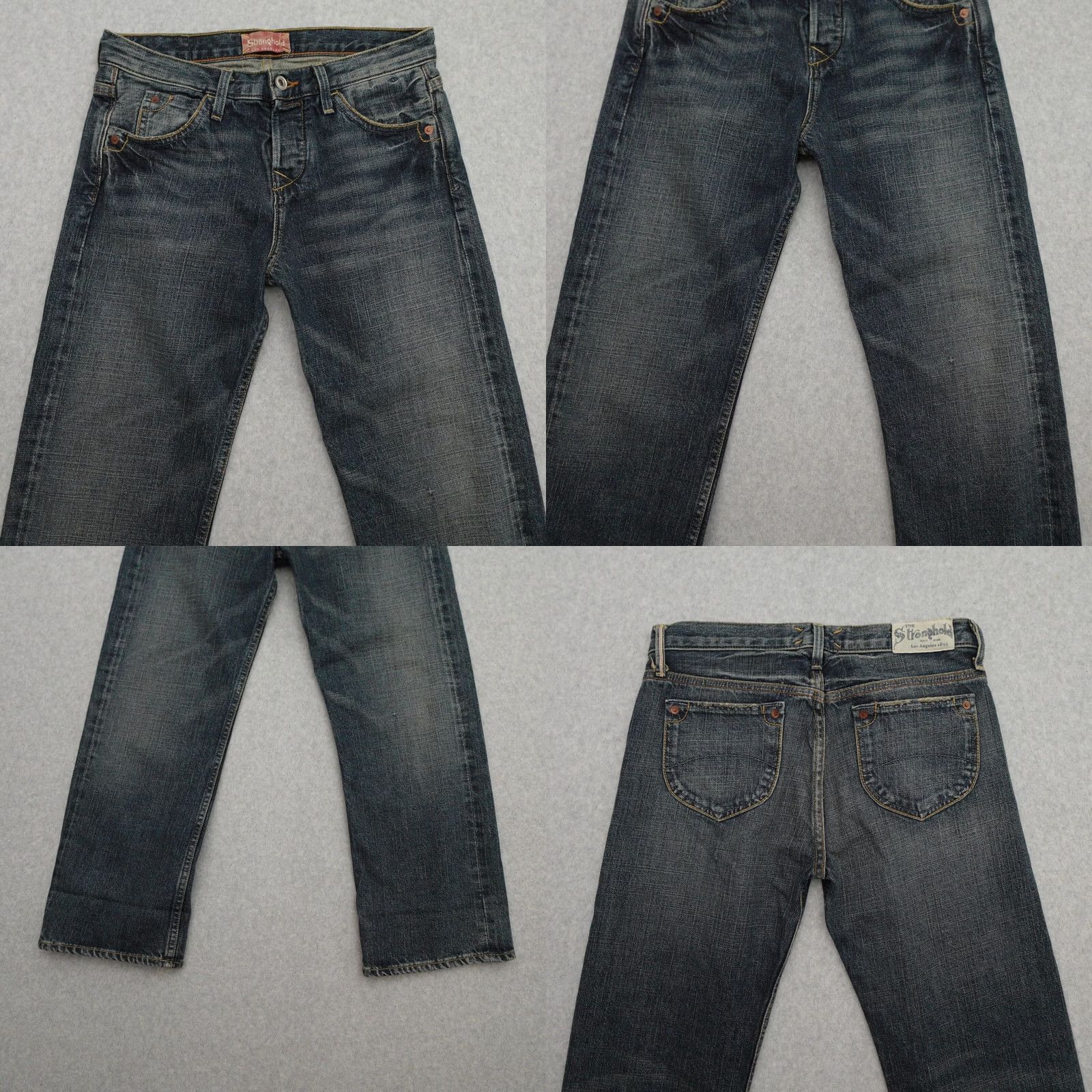 Vintage Stronghold Jeans Womens 25x25 Denim Button Fly Selvage Made In USA Blue 25x25 USA Selvage Jeans Womens size 25x25 Distressed? Size 42" / US 20 - 9 Thumbnail