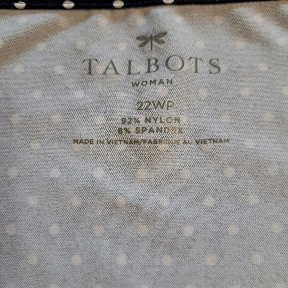 Other Talbots Polka Dot Print Faux Wrap Stretch Fabric Navy/White Size 3XL / US 20-22 - 8 Thumbnail