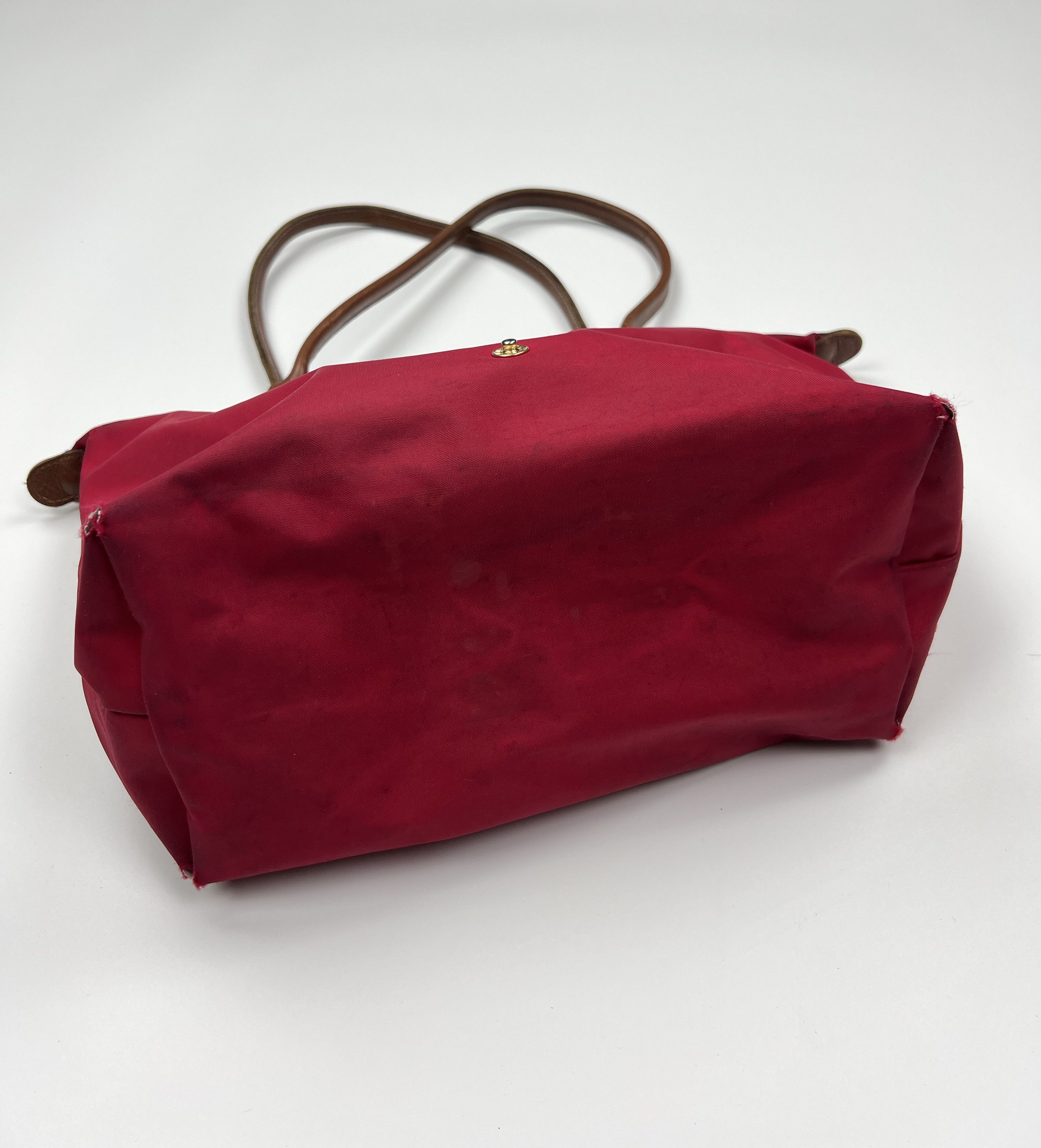 Longchamp × Vintage Vintage Longchamp Le Pliage Shopping Red Nylon Shoulder Bag Size ONE SIZE - 10 Thumbnail