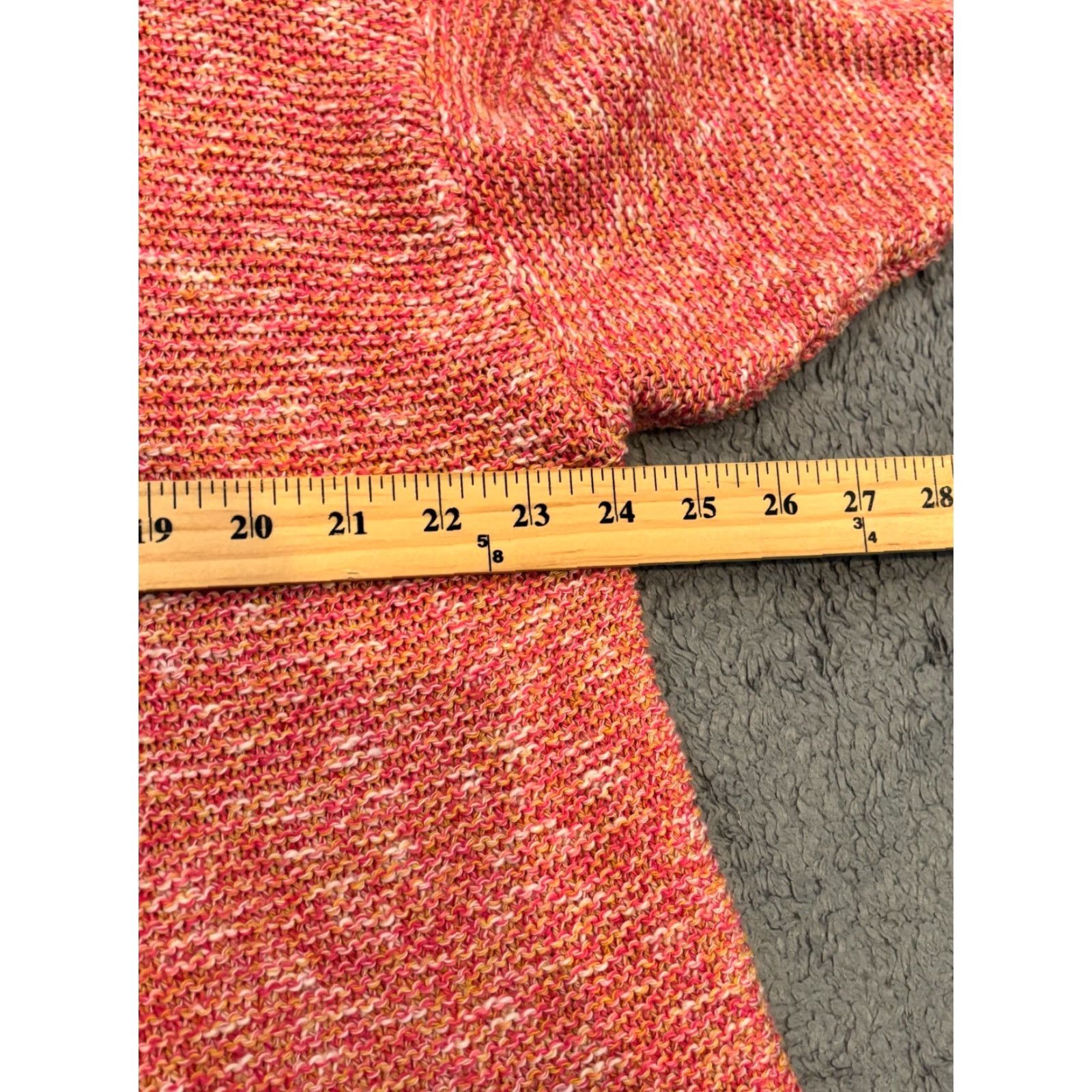 Vintage VINTAGE Lane Bryant Open Front Knit Cardigan Sweater Womens 26/28 Peach Orange L/S Size 4XL / US 24-26 - 3 Thumbnail