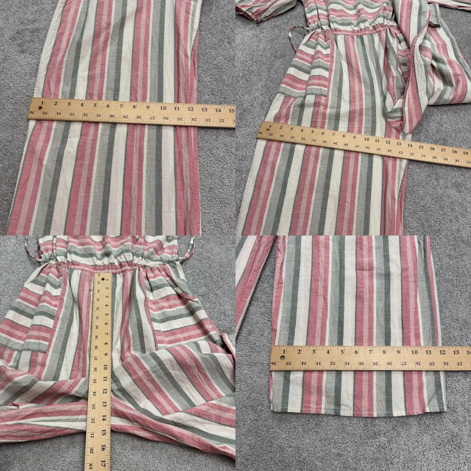 Asos ASOS Jumpsuit Womens 10 Pink Striped Cotton Wide Leg Open Back Casual Travel Bohemian Size 32" / US 10 / IT 46 - 9 Thumbnail