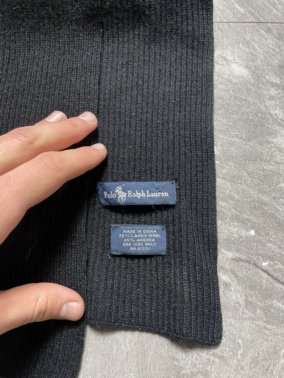 Polo Ralph Lauren Polo Ralph Lauren Hat Scarf Set Black Lambs Wool Vintage Size ONE SIZE - 2 Thumbnail