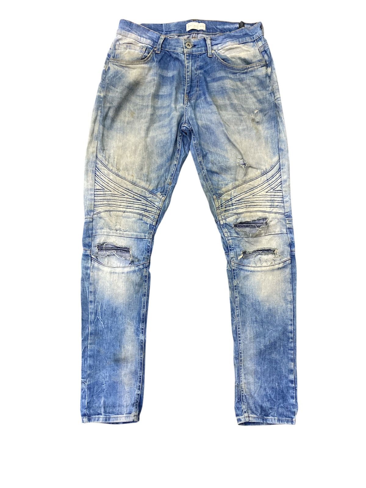 Zara Zara Man Biker Distressed Denim Size US 31 - 1 Thumbnail
