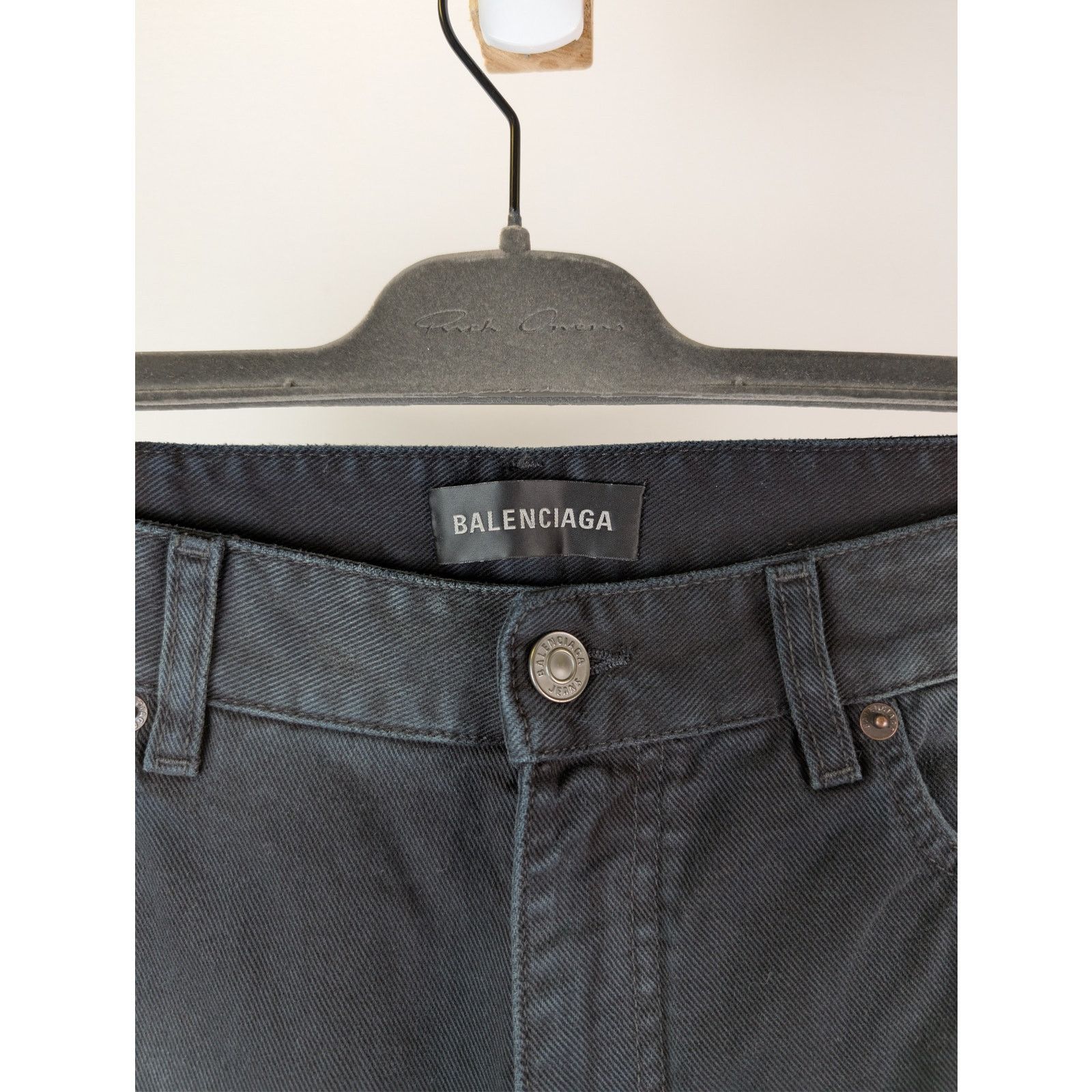 Balenciaga o1rshd1 CCRAB Soft Black Left Hand Denim Jeans Pants Size US 33 - 9 Thumbnail