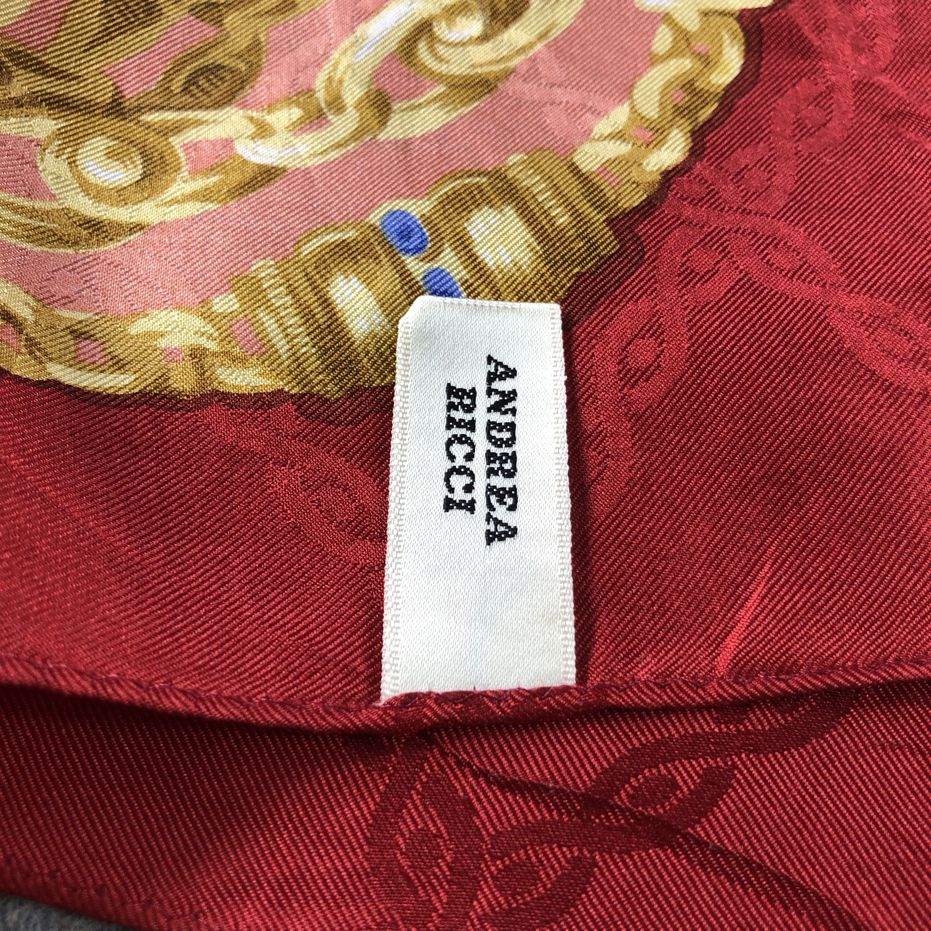 Japanese Brand Andrea Ricci Luxury Gold Chains Silk Scarf M1243 Size ONE SIZE - 5 Thumbnail