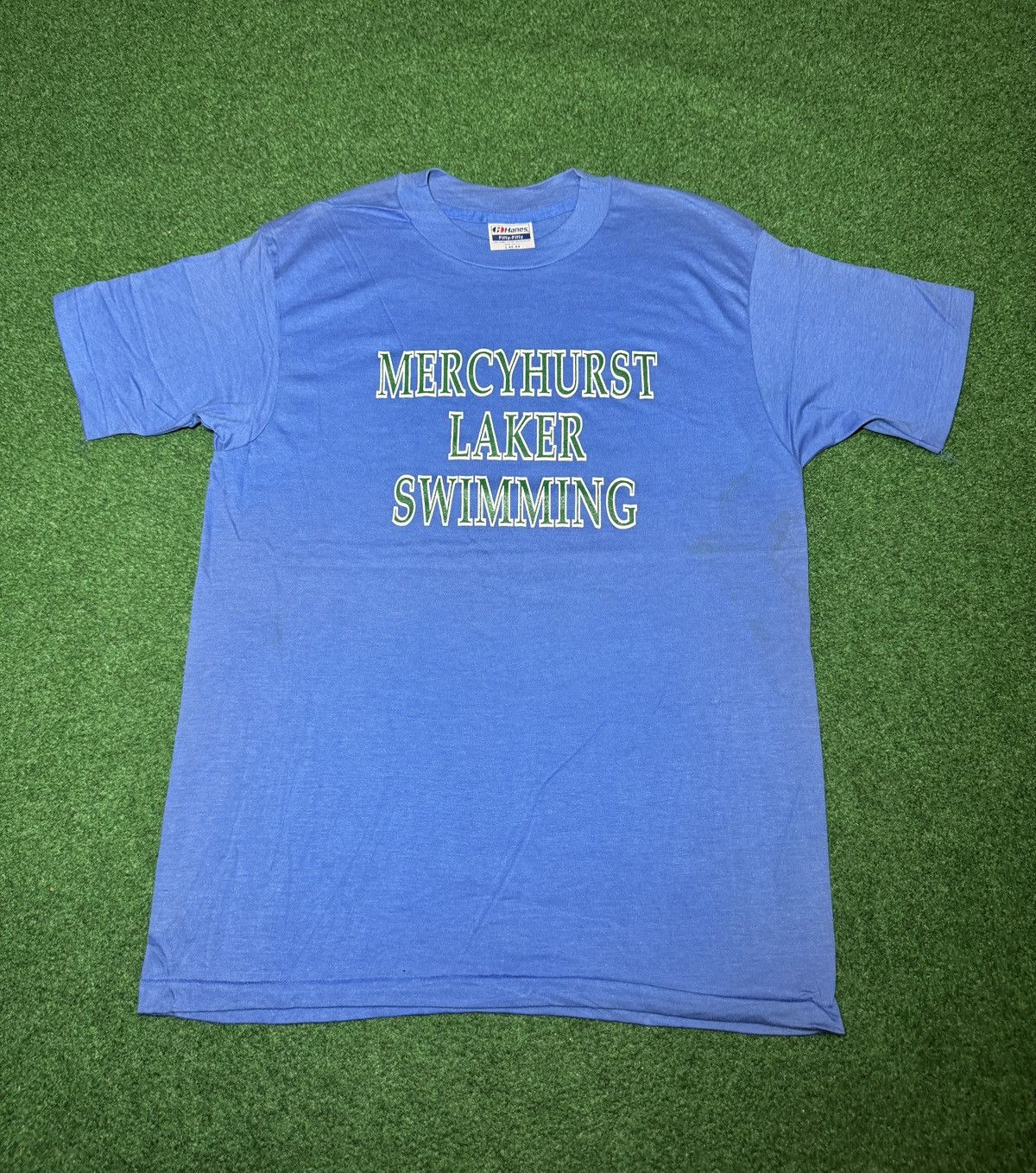 Hanes Mercyhurst Laker Swimming Vintage 80s 90s 20x28 T Shirt Size US L / EU 52-54 / 3 - 1 Thumbnail