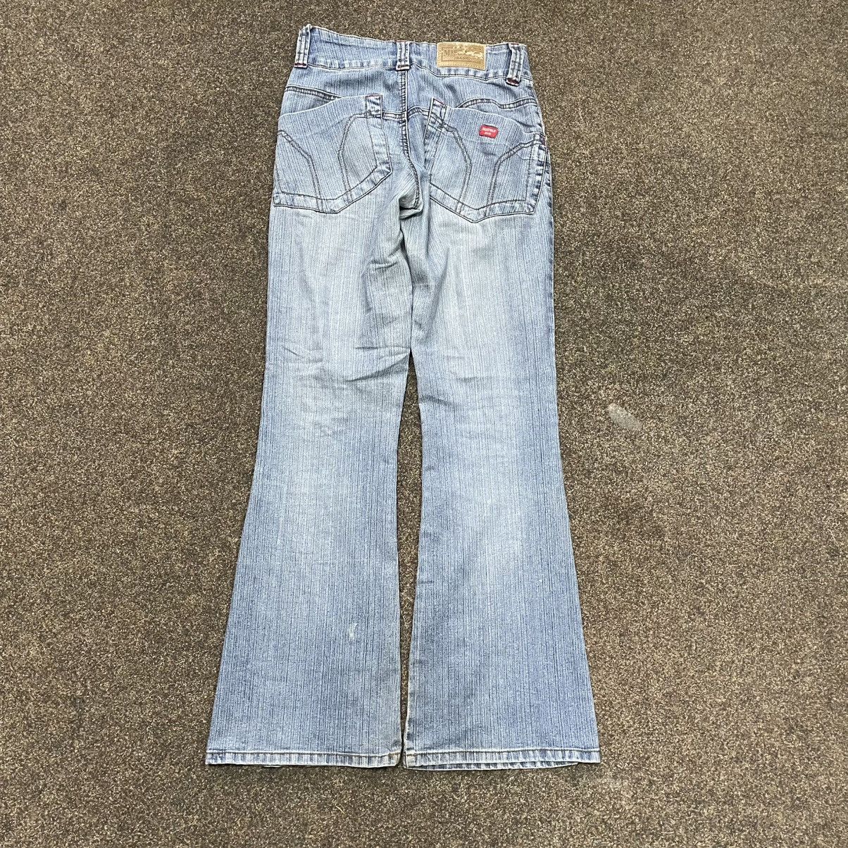Vintage Vintage Y2K Flared Bootcut Jeans Light Wash Thrashed Indie Size 32" / US 10 / IT 46 - 2 Thumbnail