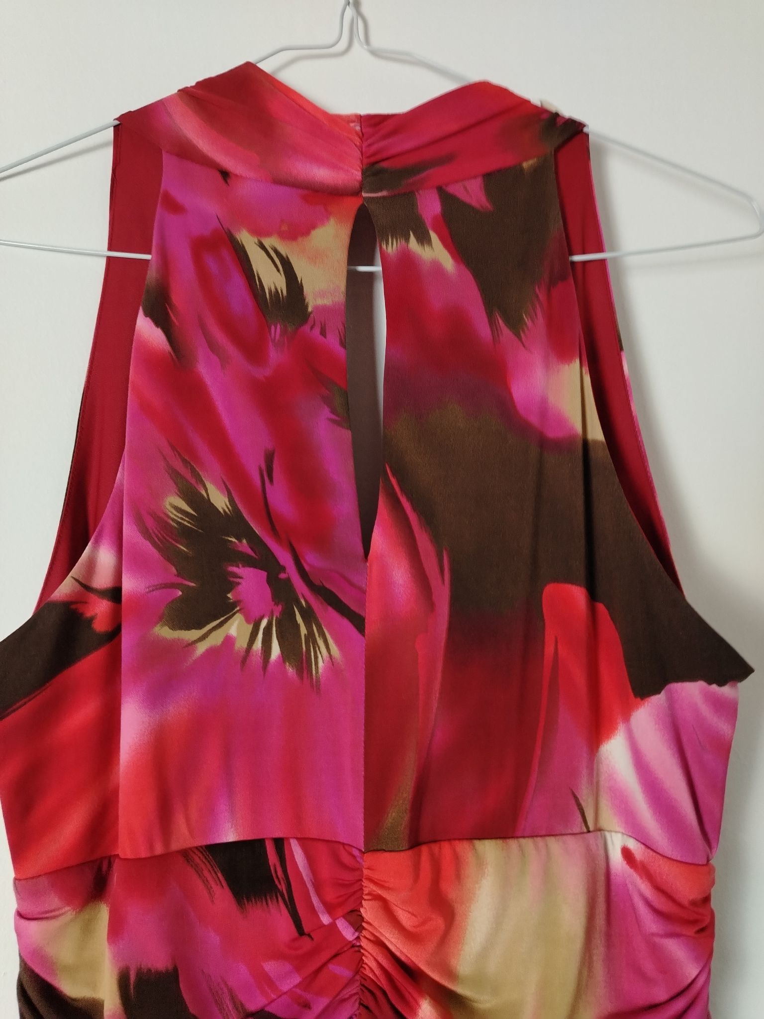 Other Pre-Loved Maxi Dress Women's 12 Pink Halter Neck Ruched Size XL / US 12-14 / IT 48-50 - 7 Thumbnail