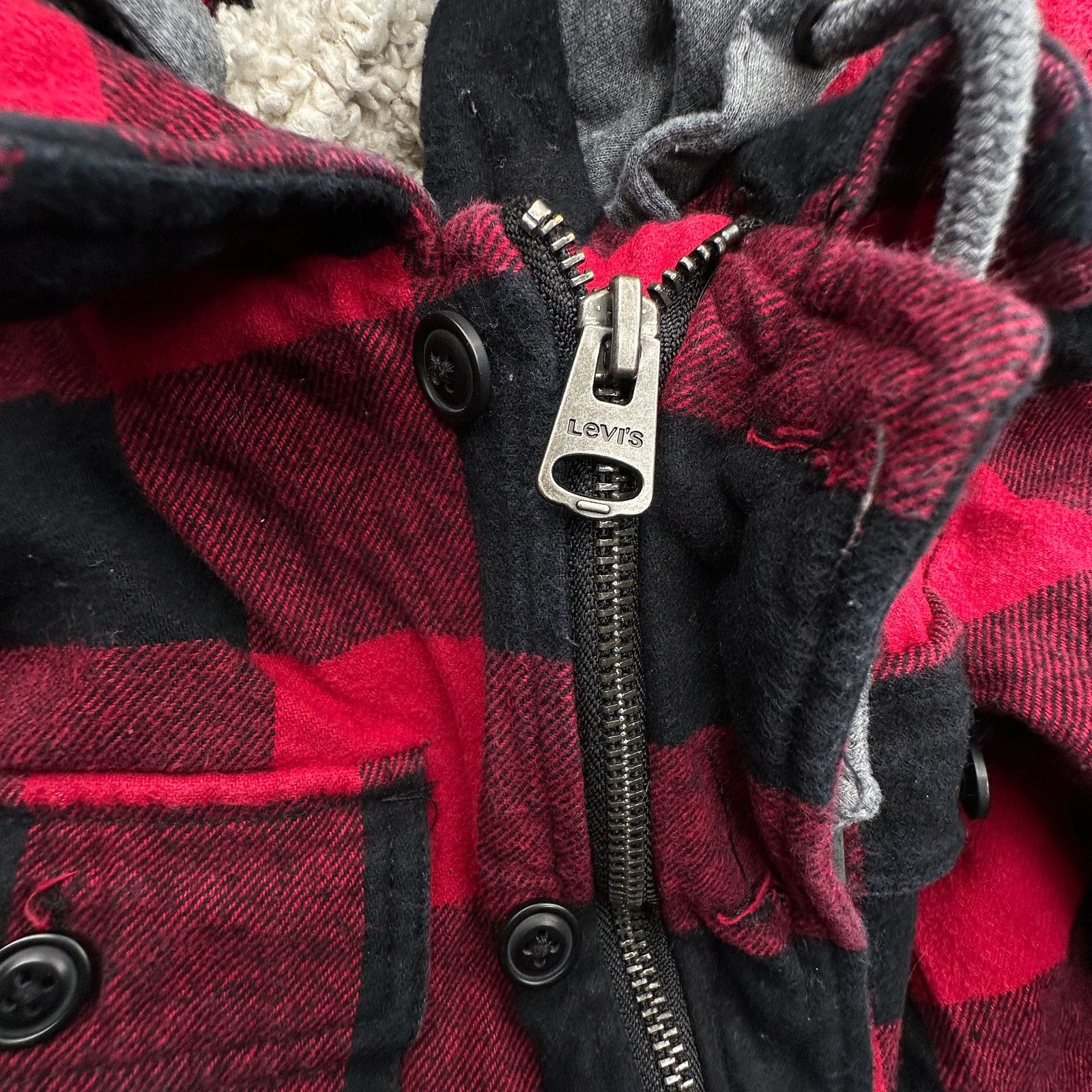 Levi's Levis Red Black Buffalo Plaid Jacket Small Sherpa Lined Size US S / EU 44-46 / 1 - 9 Thumbnail