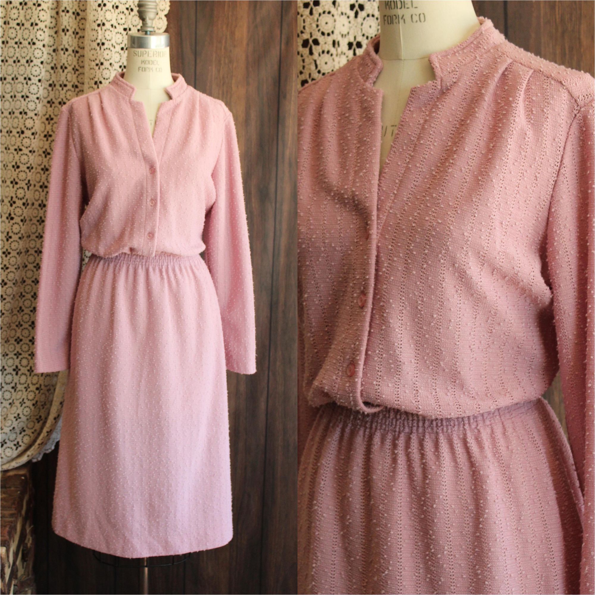 Vintage Vintage 1970s 1980s Dress, Volup Size Sears Pink Knit Sweate Size XL / US 12-14 / IT 48-50 - 1 Thumbnail