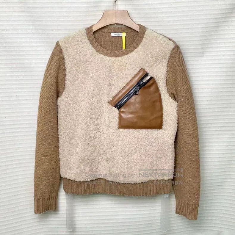 Valentino Valentino Stitched sheepskin pocket cashmere sweater knitt Size S / US 4 / IT 40 - 1 Thumbnail