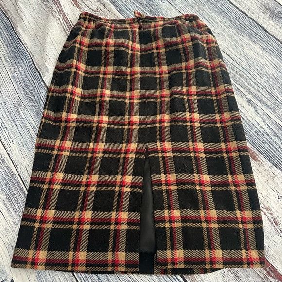 Other Vintage Sag Harbour Plaid Wool Blend Midi Skirt Size 38" / US 16 / IT 52 - 3 Thumbnail