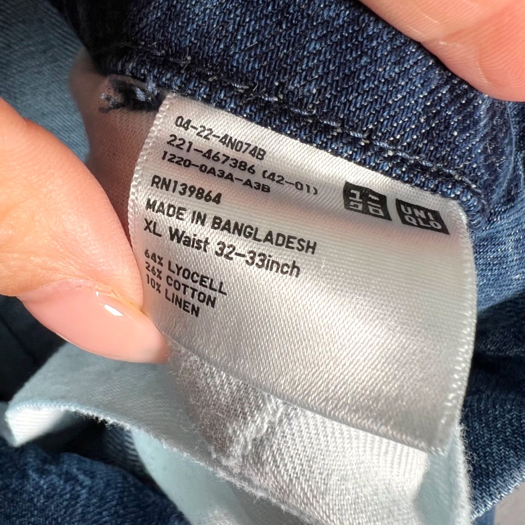 Uniqlo Uniqlo Womens XL Denim Straight Leg Jeans 31 in Inseam Blue Cotton Linen Lyocell Pants Men's? Size 40" / US 18 - 3 Thumbnail