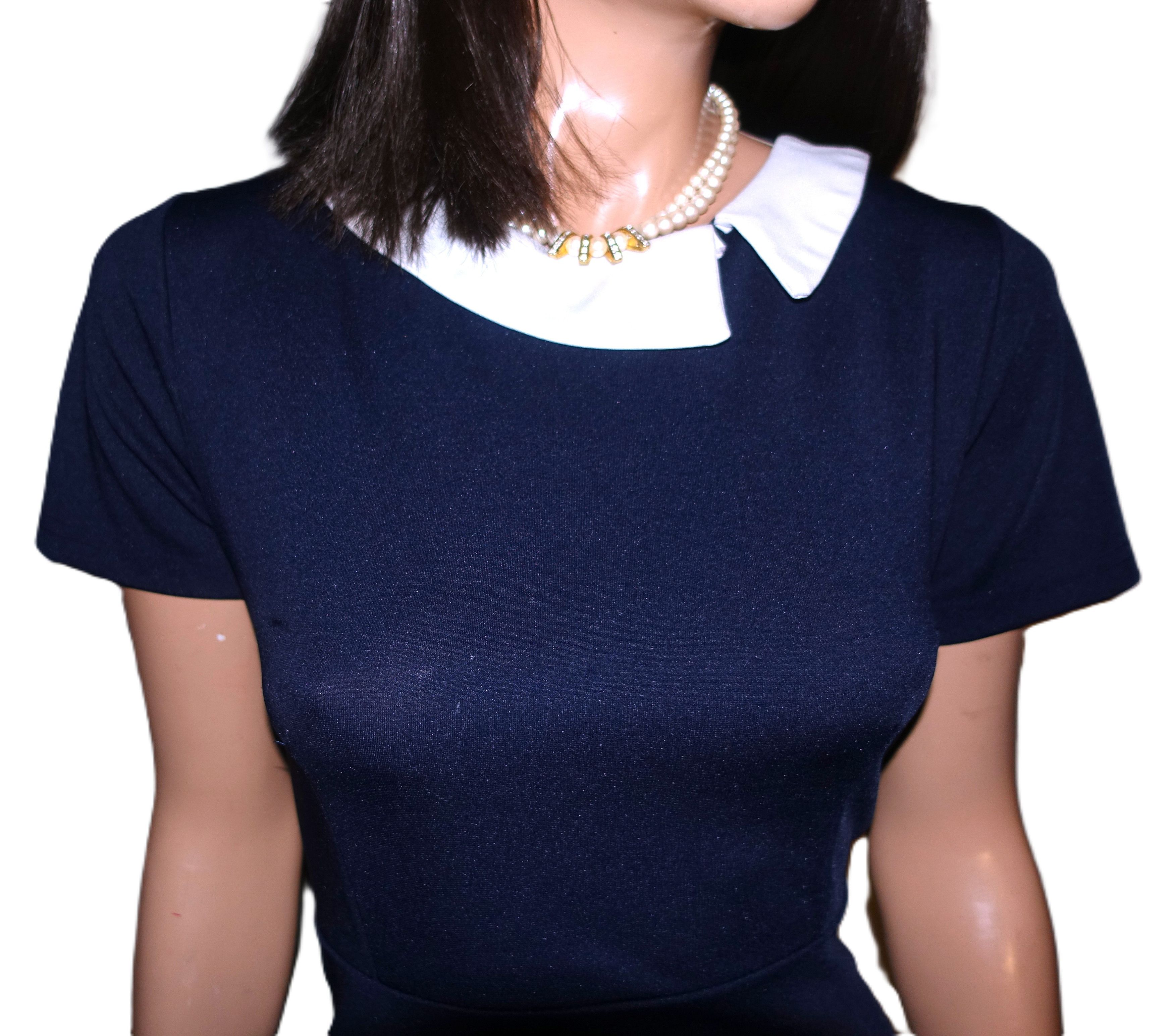 Other Navy Blue White Retro Dress XL Size XL / US 12-14 / IT 48-50 - 3 Thumbnail