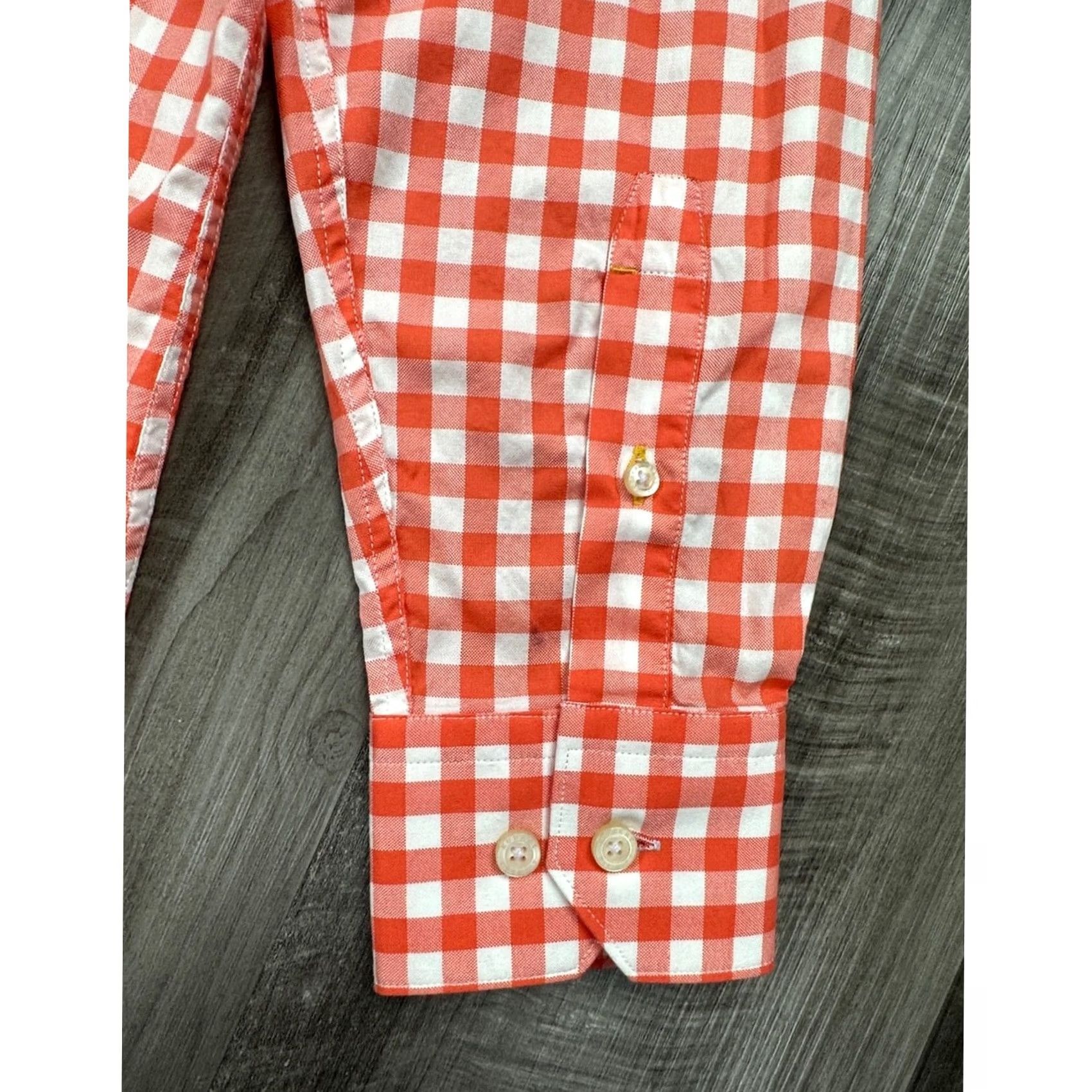 Robert Talbott Robert Talbott Tailored Coral Gingham Long Sleeve Button Down Medium Men’s Regular Brown Coral White Shirt Size US M / EU 48-50 / 2 - 4 Thumbnail
