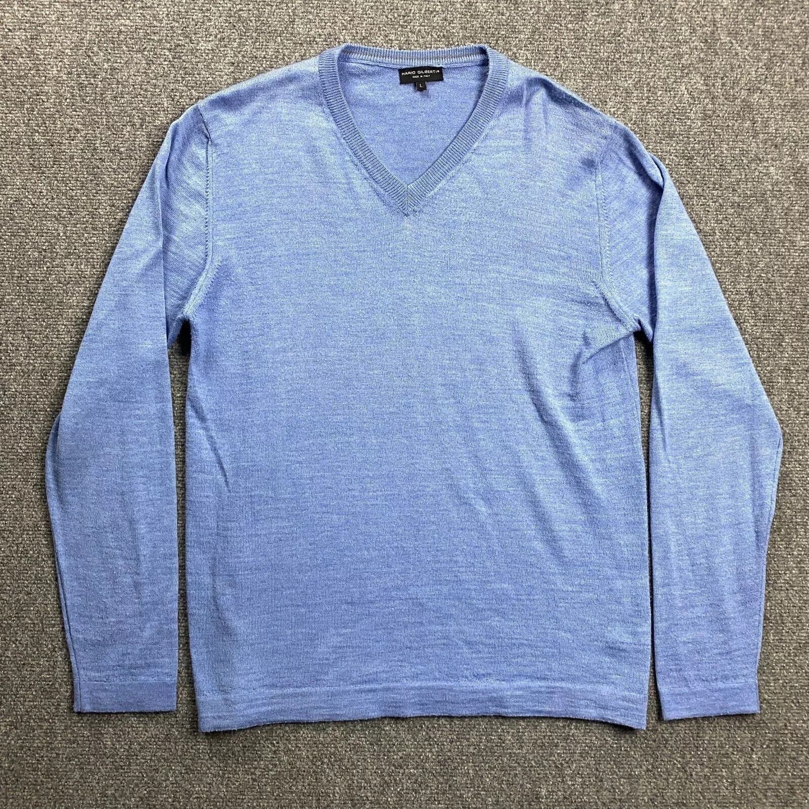 Other Mario Gilberti Sweater Men's Large Blue V-Neck 100% Merino Size US L / EU 52-54 / 3 - 1 Thumbnail